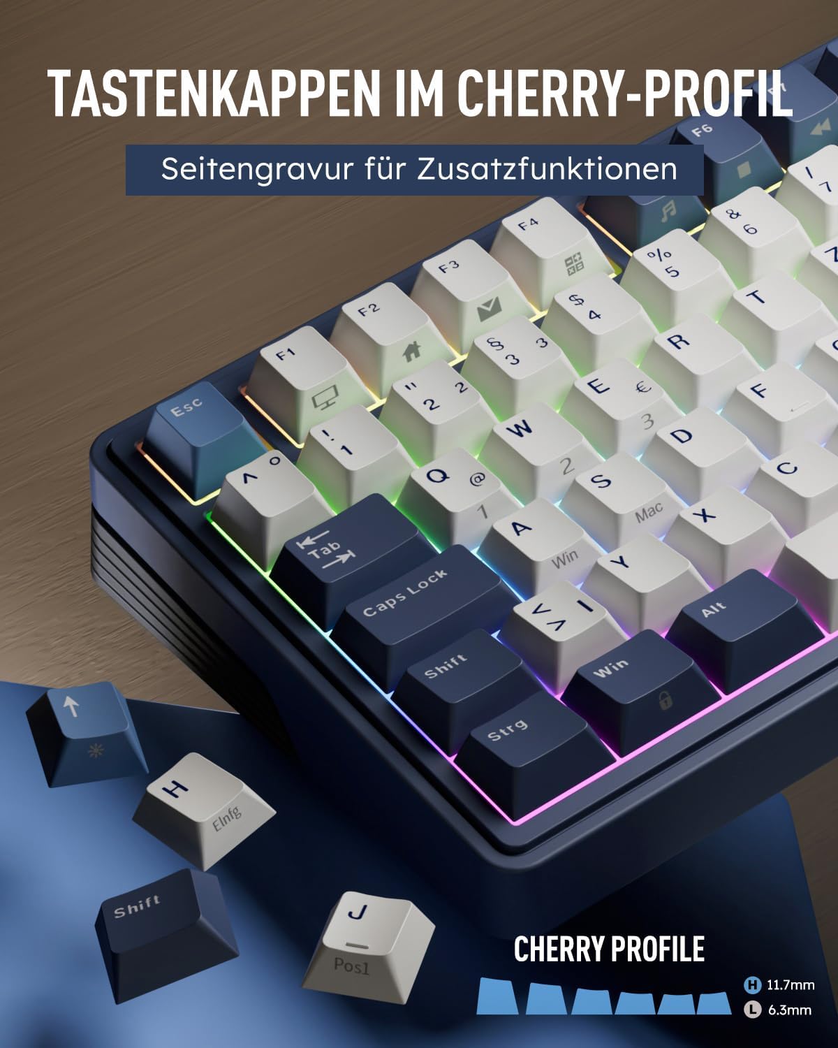 Thumbnail 4 de RK ROYAL KLUDGE M100 Gaming-Tastatur kabellos (96%, QWERTZ) mit Display, Drehknopf und RGB