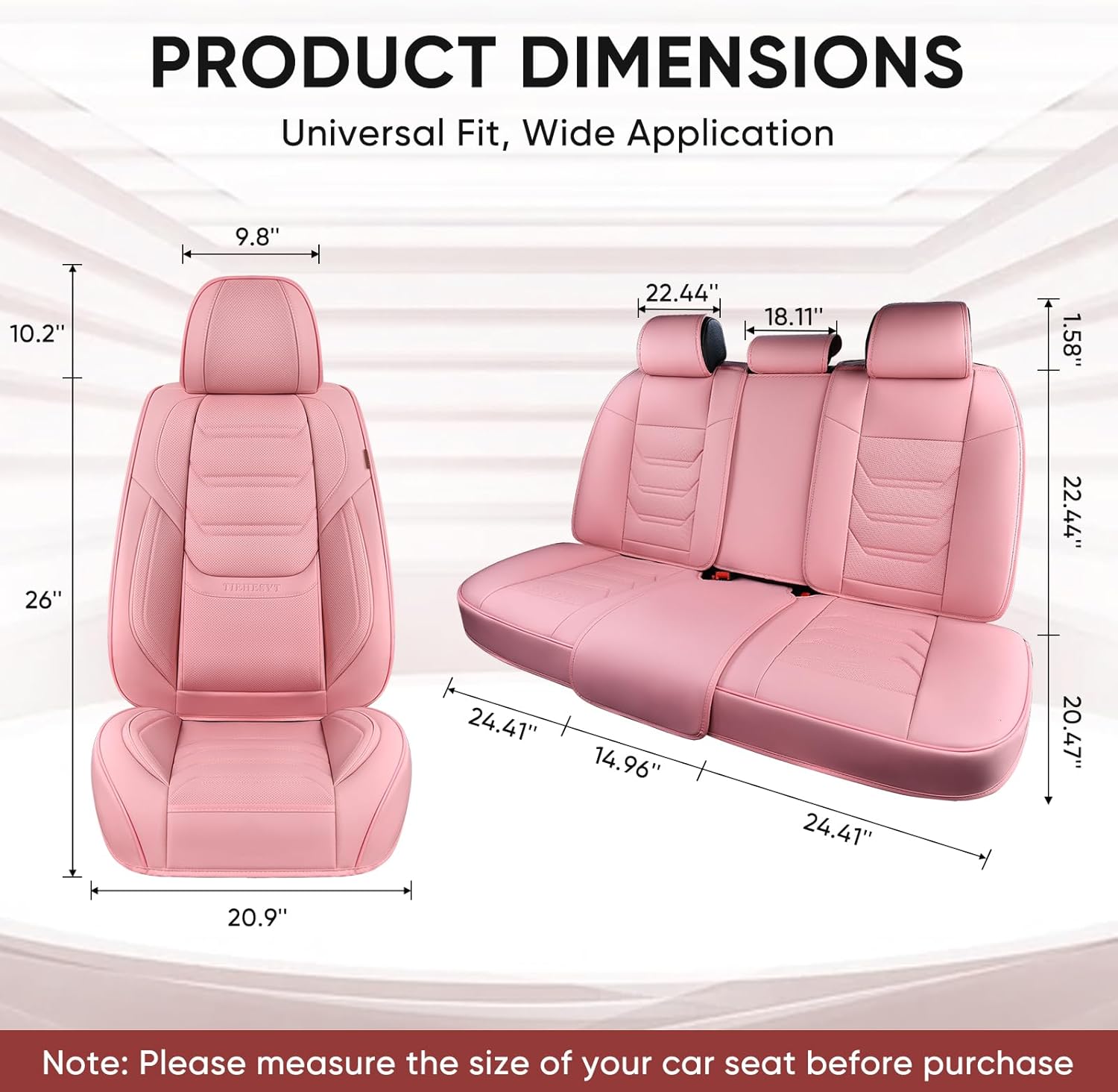 Thumbnail 5 de TIEHESYT Pink Car Seat Covers Full Set 6in Stretch