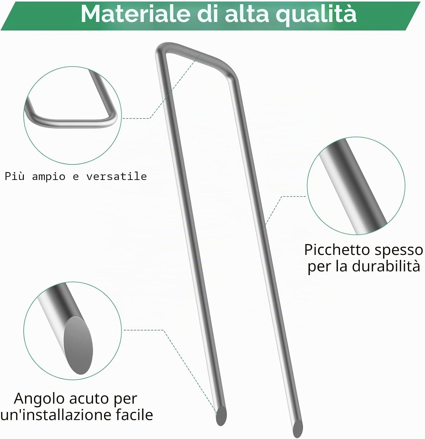 Detalle de Set di 100 Picchetti per Fissaggio in Acciaio Zincato 150 x 25 mm