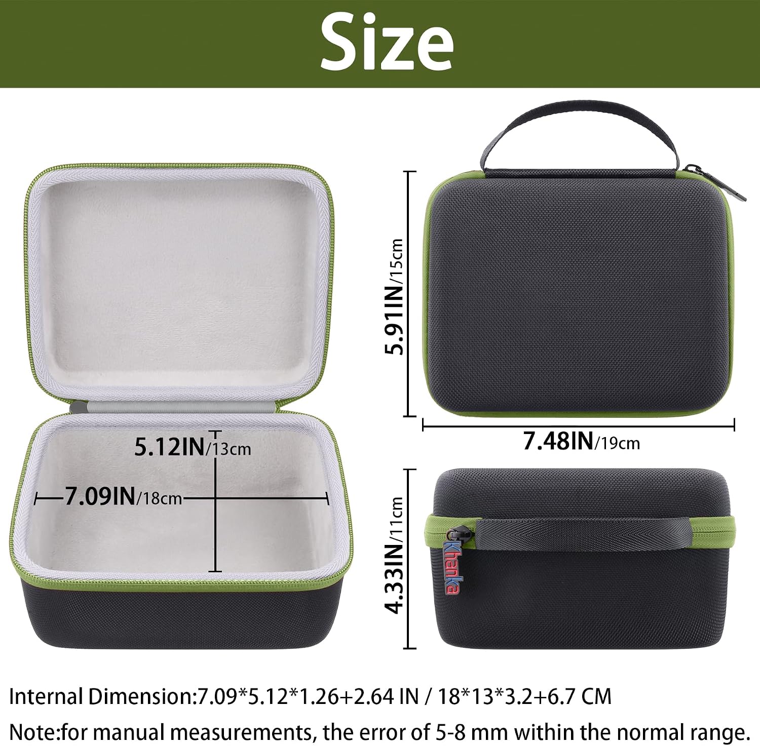 Thumbnail 1 de Khanka Protective Hard Case for Polaroid Now Series and OneStep Cameras (Green Zipper)