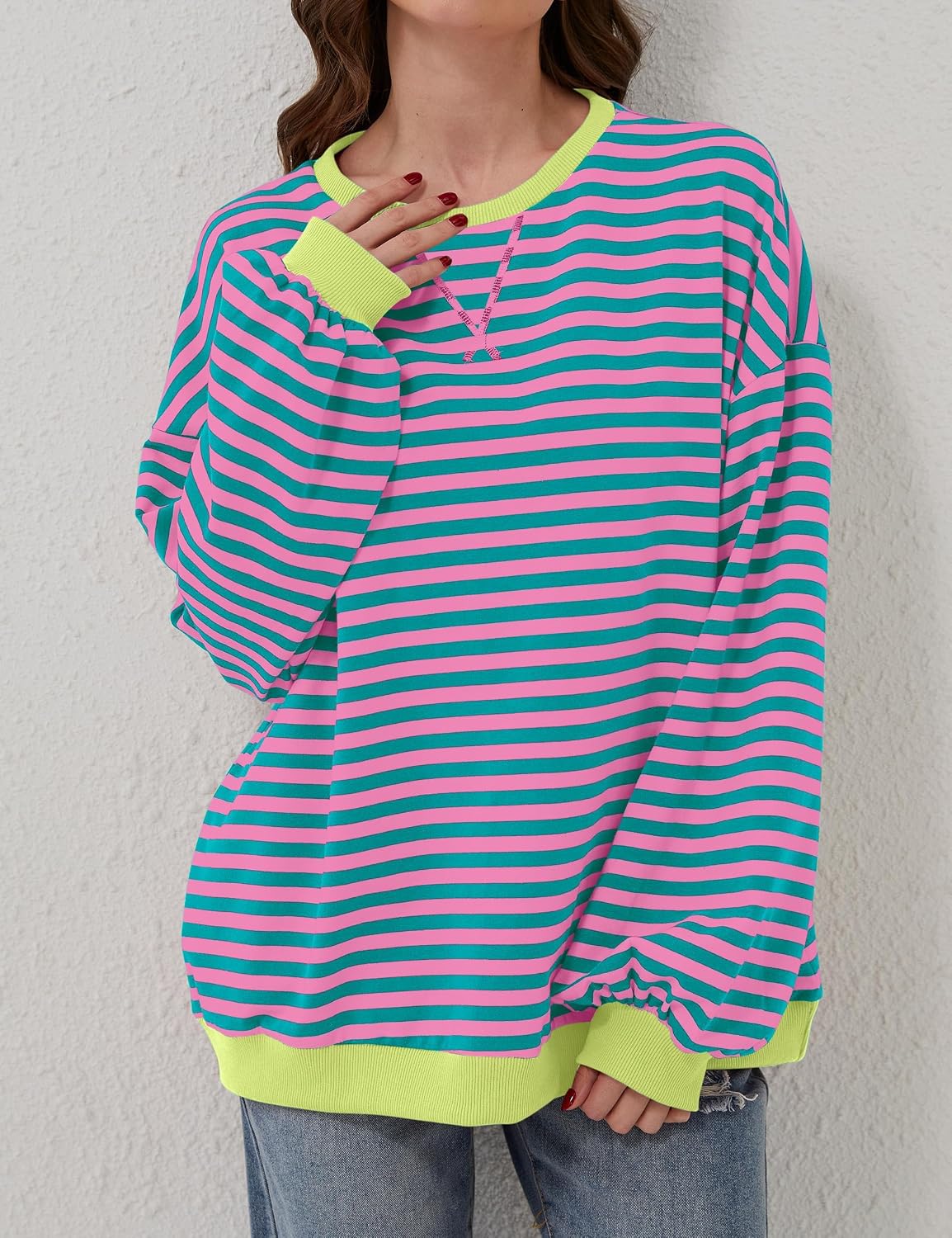 Thumbnail 2 de DUOEASE Oversize Streifen Pullover Damen