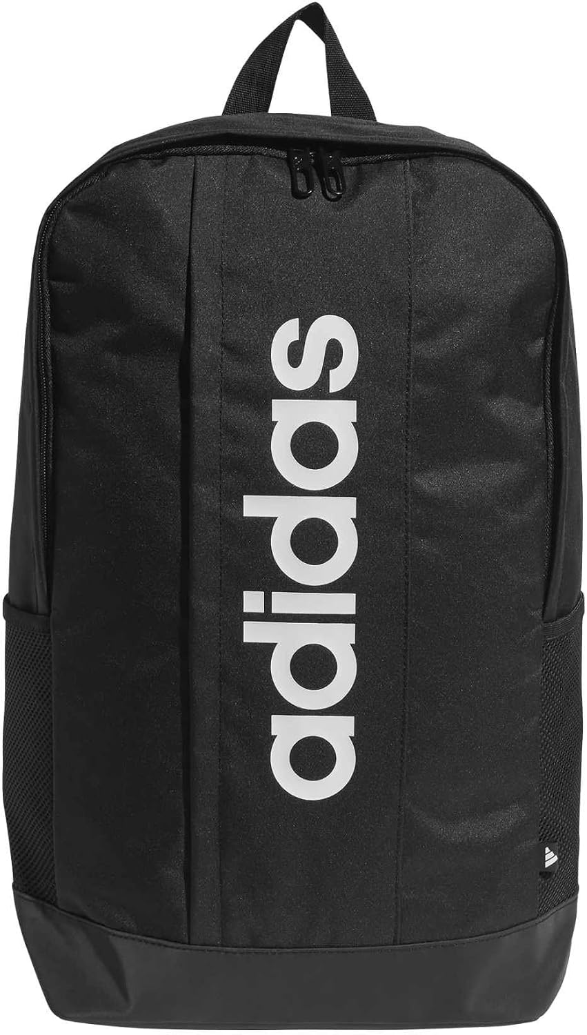 adidas Unisex Linear Backpack – Black/Black/White, 18.5 L