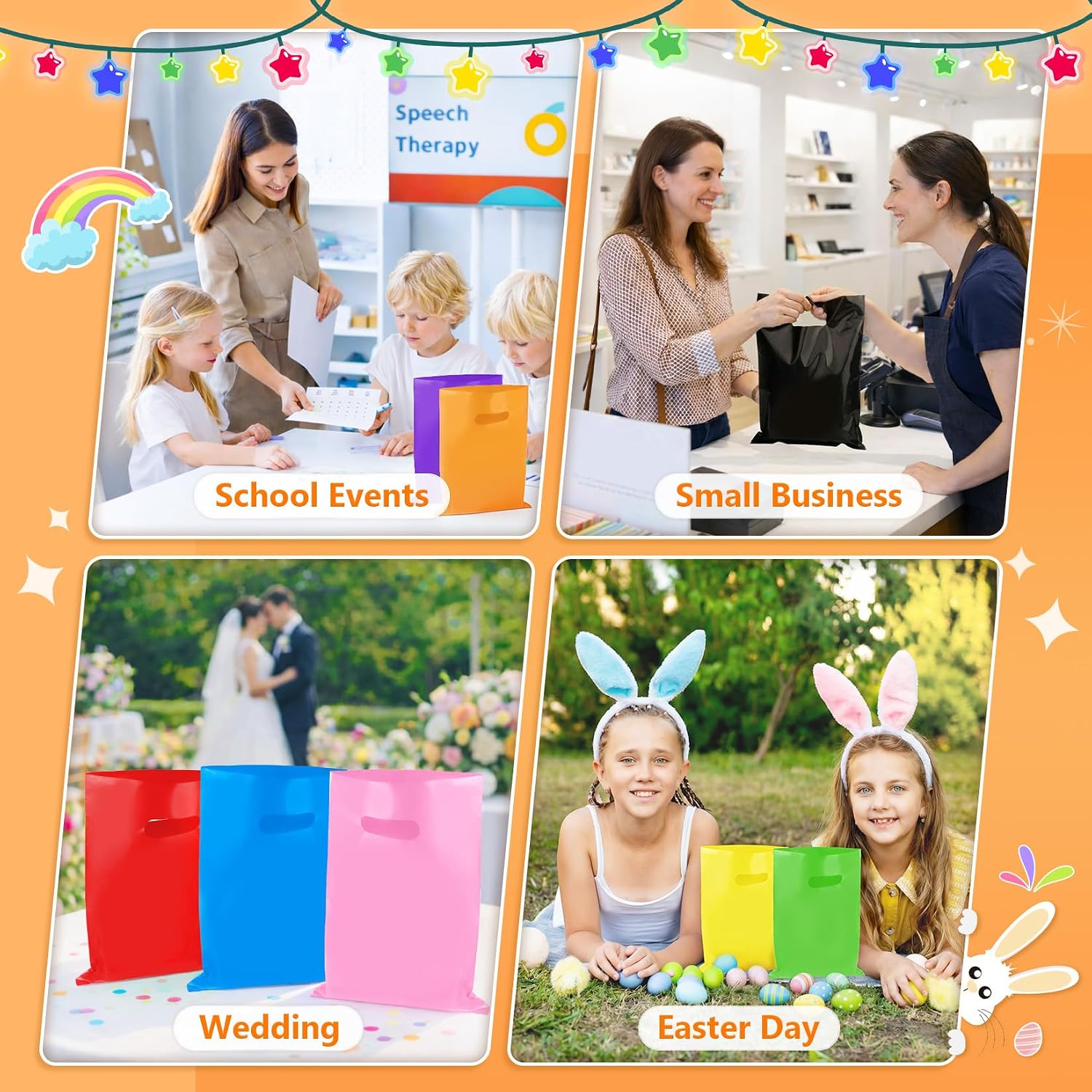 Thumbnail 4 de ANZNKU 50 PCS Multicolor Party Favor Gift Bags (8"x11")