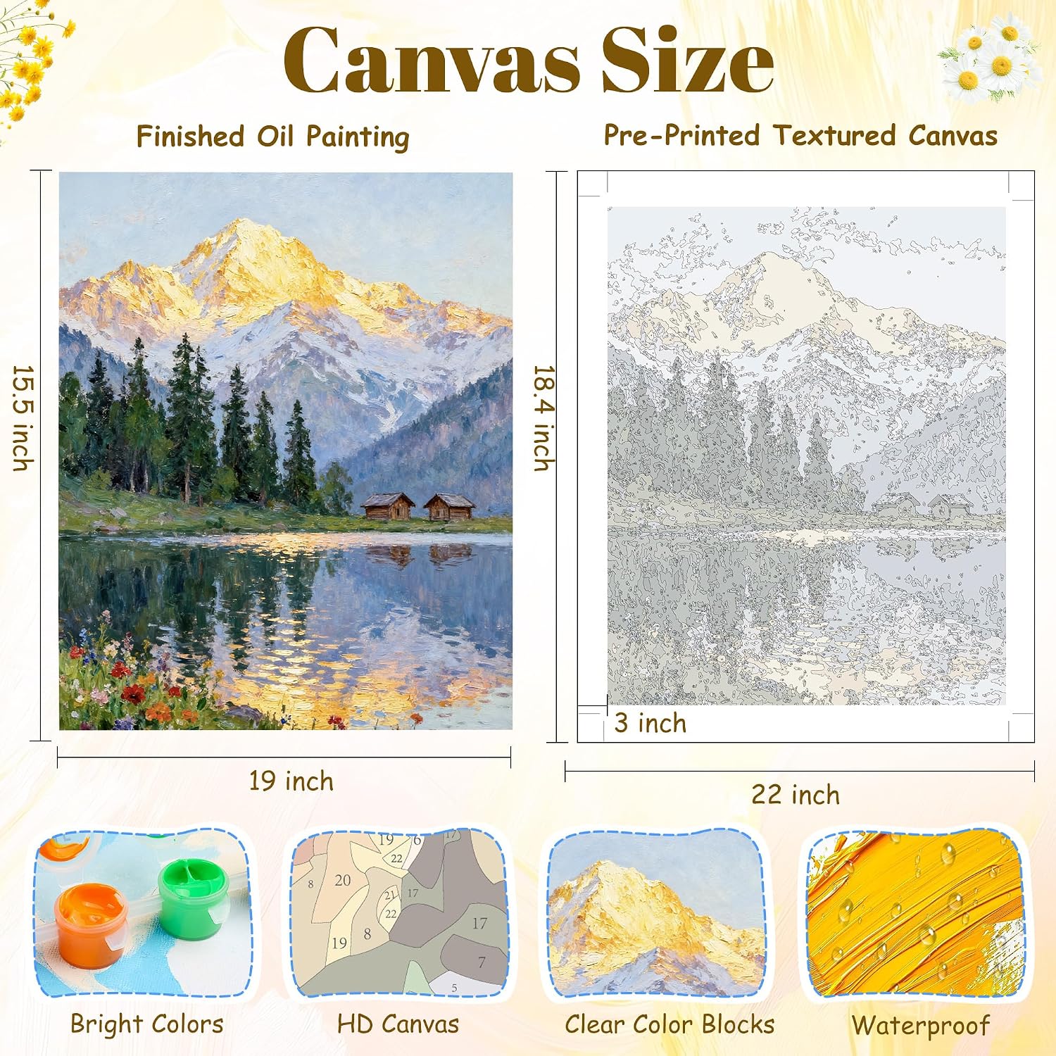Detalle de NKVNKV Paint by Numbers Kit, 16 x 20 Inch Canvas