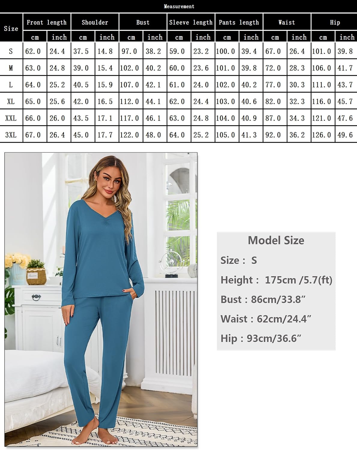 Thumbnail 5 de Bresdk Pyjama Femme Hiver coton manches longues