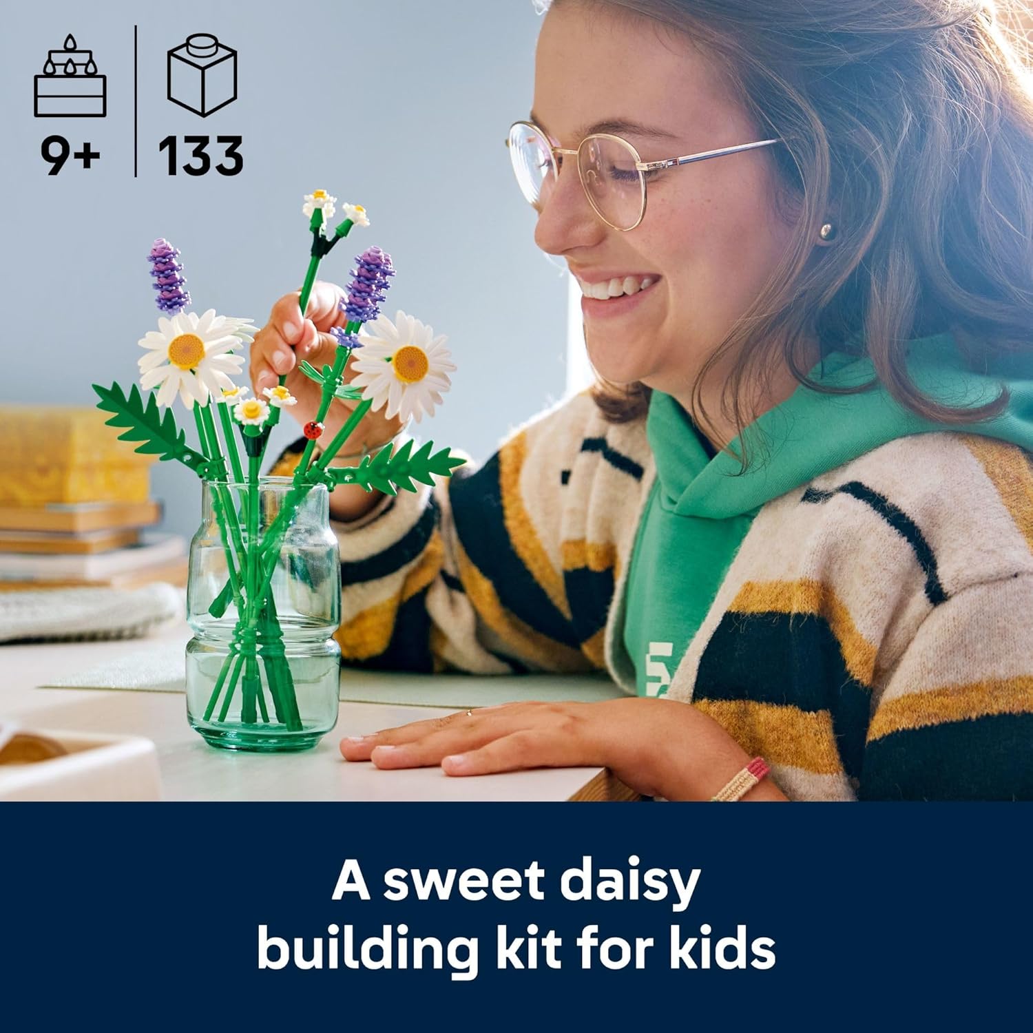 Detalle 2 de LEGO Botanicals Daisies Building Toy (11508) – 133-Piece Flower Display Kit for Ages 9+