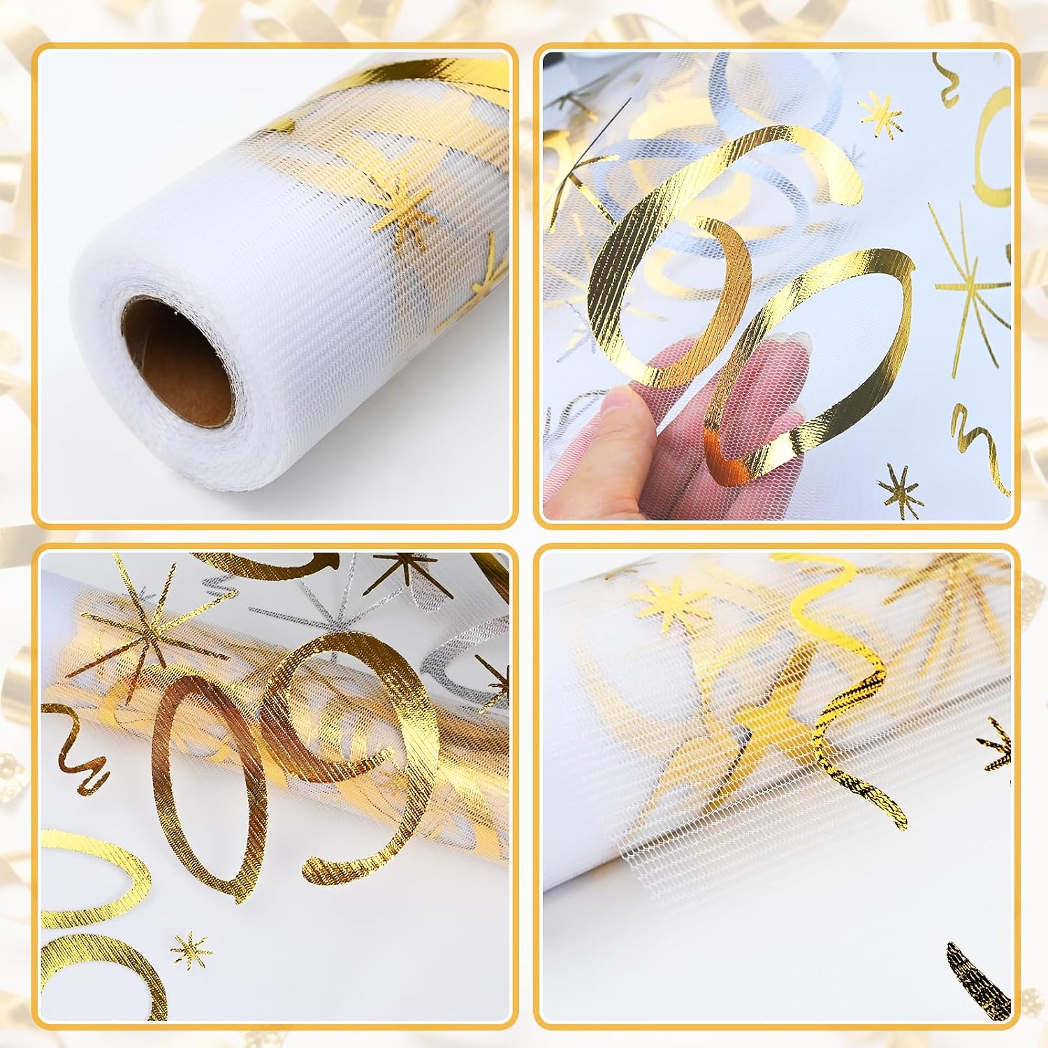Detalle de Ouxayapl Ouxayapl-LQ01 tafelloper voor 60e verjaardag, goud, 28 cm x 10 m