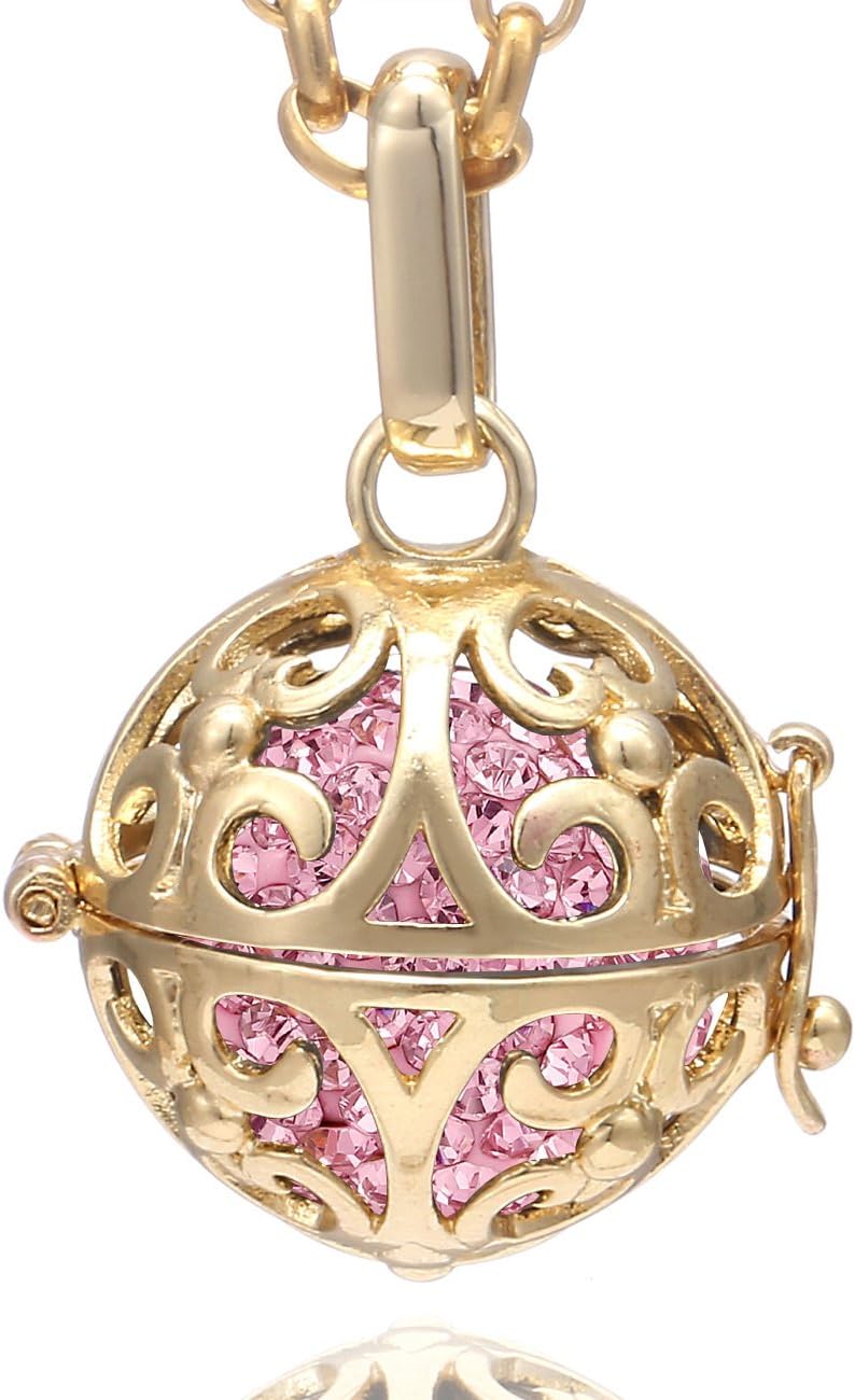 Detalle 2 de Morella Collana Donna in Acciaio Inox Oro 70 cm con Ciondolo a Sfera e Zirconi Ø 16 mm