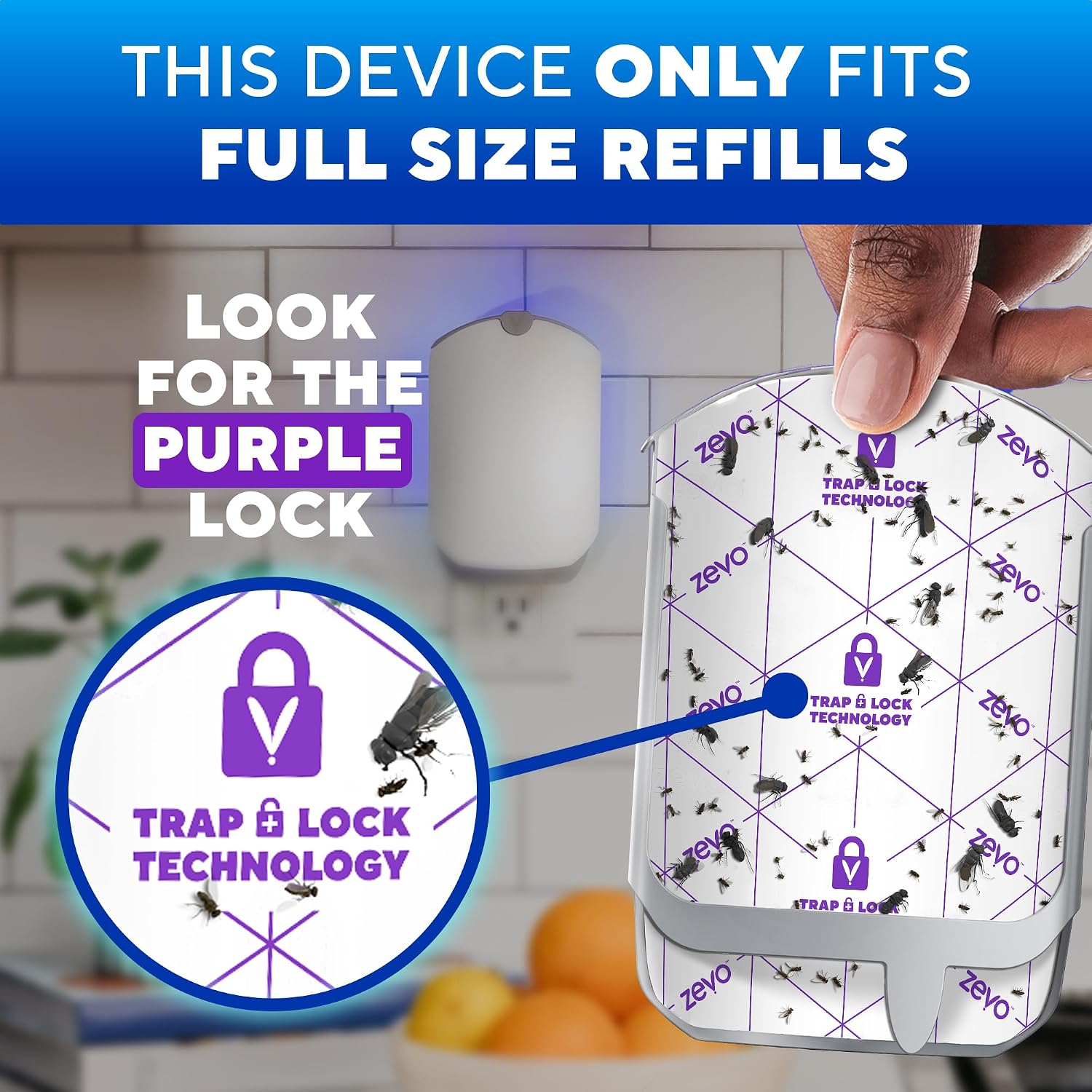 Detalle de ZEVO Flying Insect Trap: 1 Base + 1 Refills for Continuous Indoor Fly Control