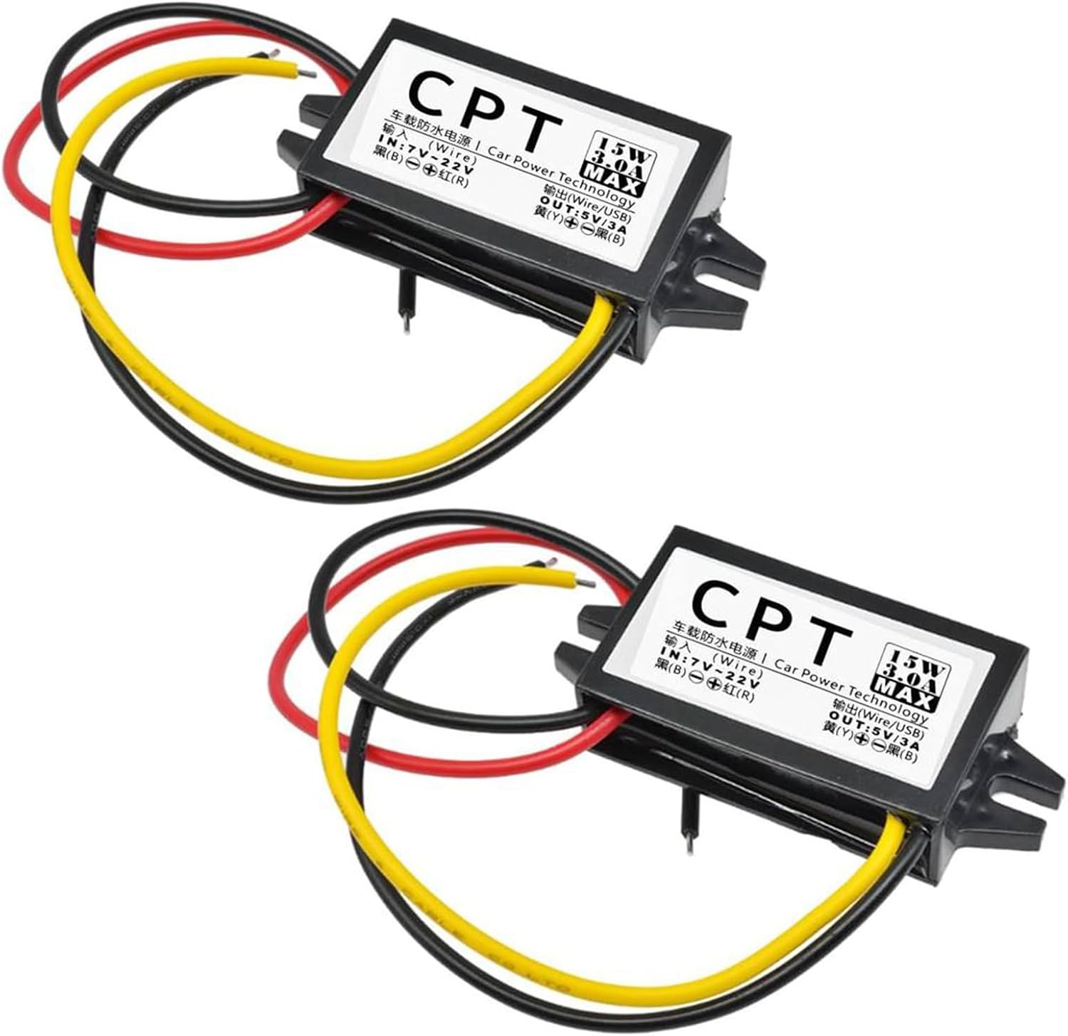 Detalle de Heemol 12 V till 5 V DC-DC-omvandlare, 3 A, 15 W, 2-pack
