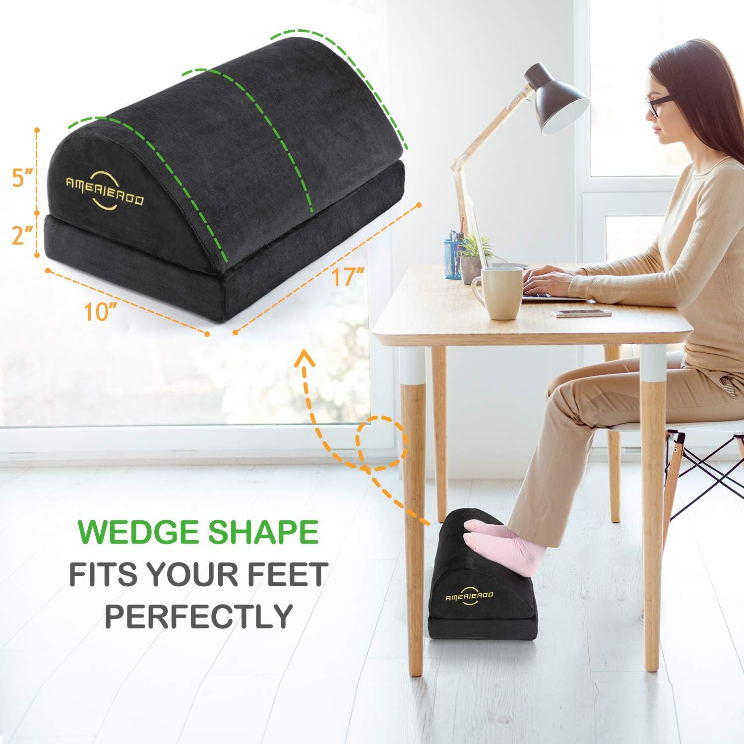 Thumbnail 2 de AMERIERGO Wedged-Shape Foot Rest for Desk