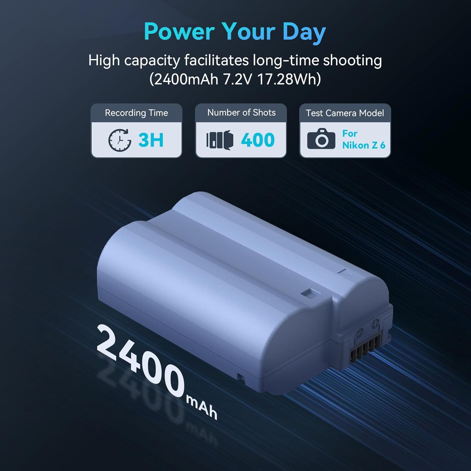 Thumbnail 2 de Batterie SMALLRIG EN-EL15C 2400 mAh avec charge rapide USB-C pour appareils Nikon (Z8, Z7 II, Z6 II, Z5, D780…)