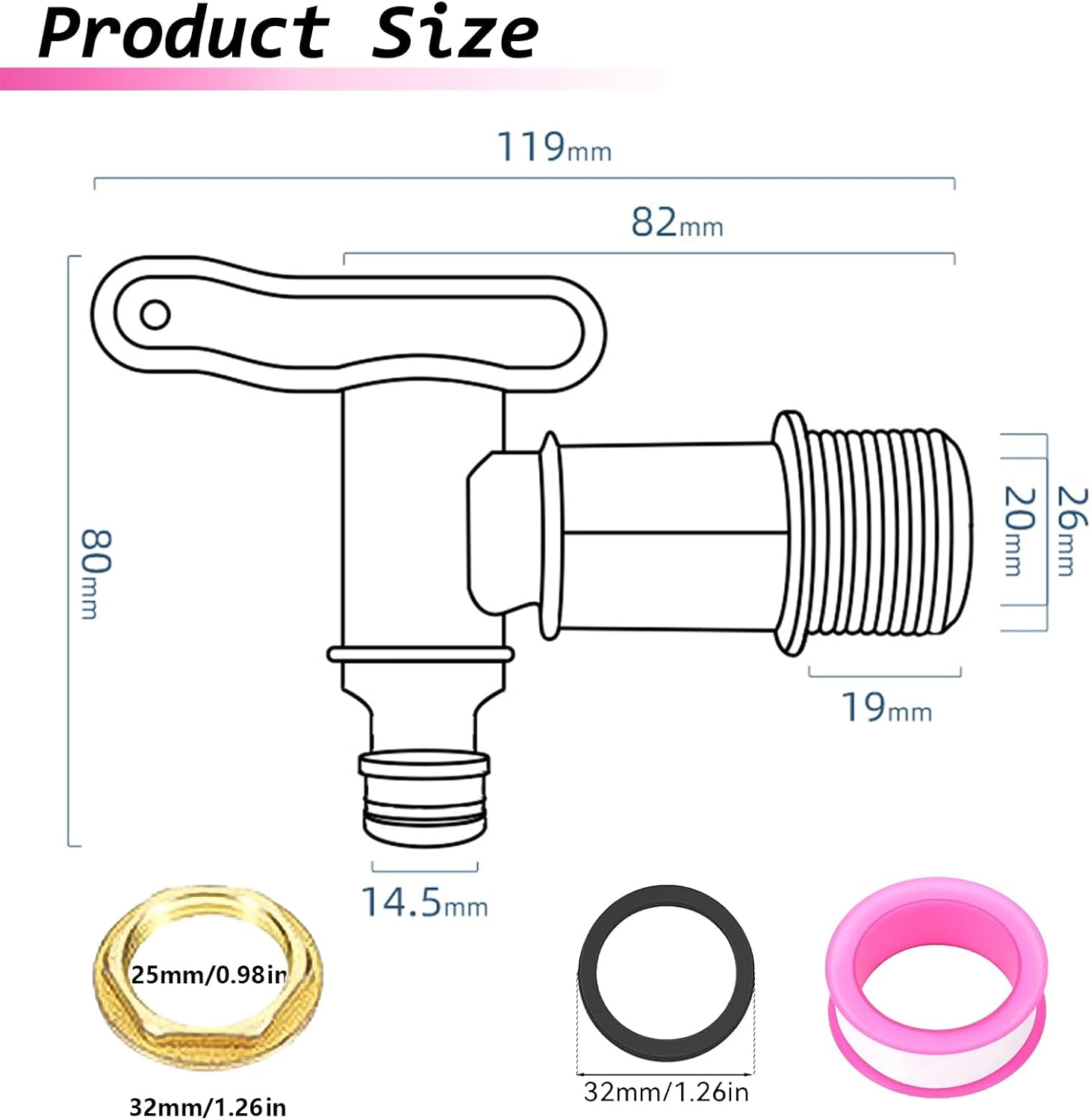 Detalle de SANTUO 2Pcs 3/4" Water Butt Tap Replacement Snap-Fit BSP Thread