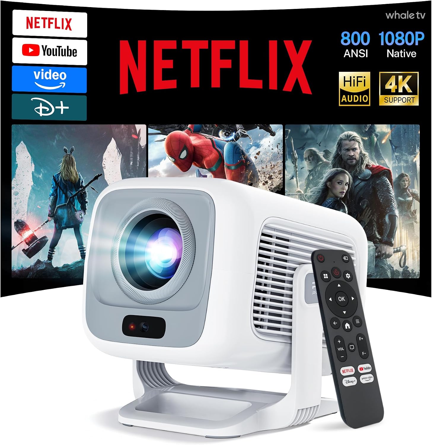 Detalle de LYNCAST X3Pro Smart Projector, Native 1080p, 800 ANSI, Short-Throw