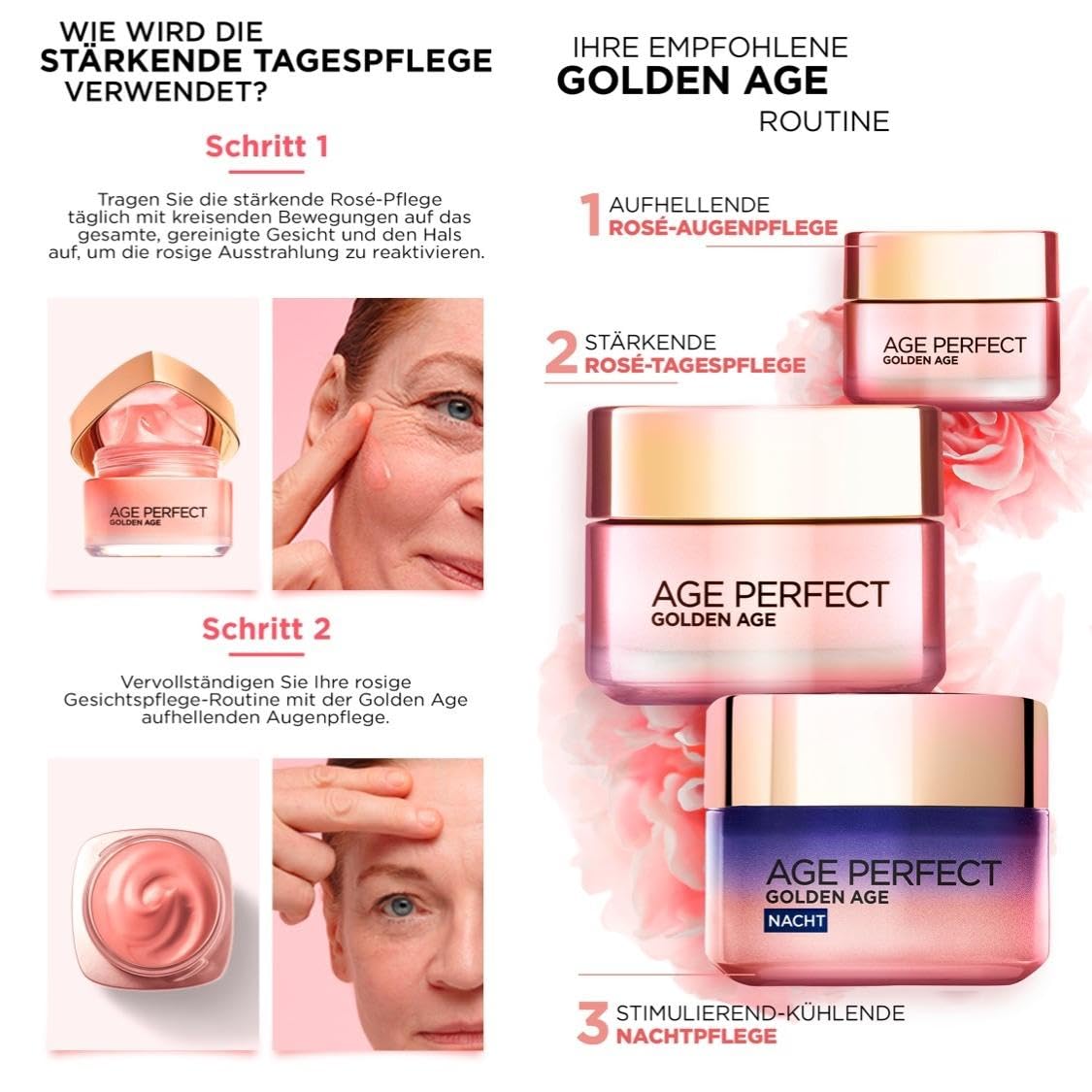 Detalle de L'Oréal Paris Age Perfect Golden Age Gesichtspflege-Set – 2x50 ml (Tages- und Nachtpflege)