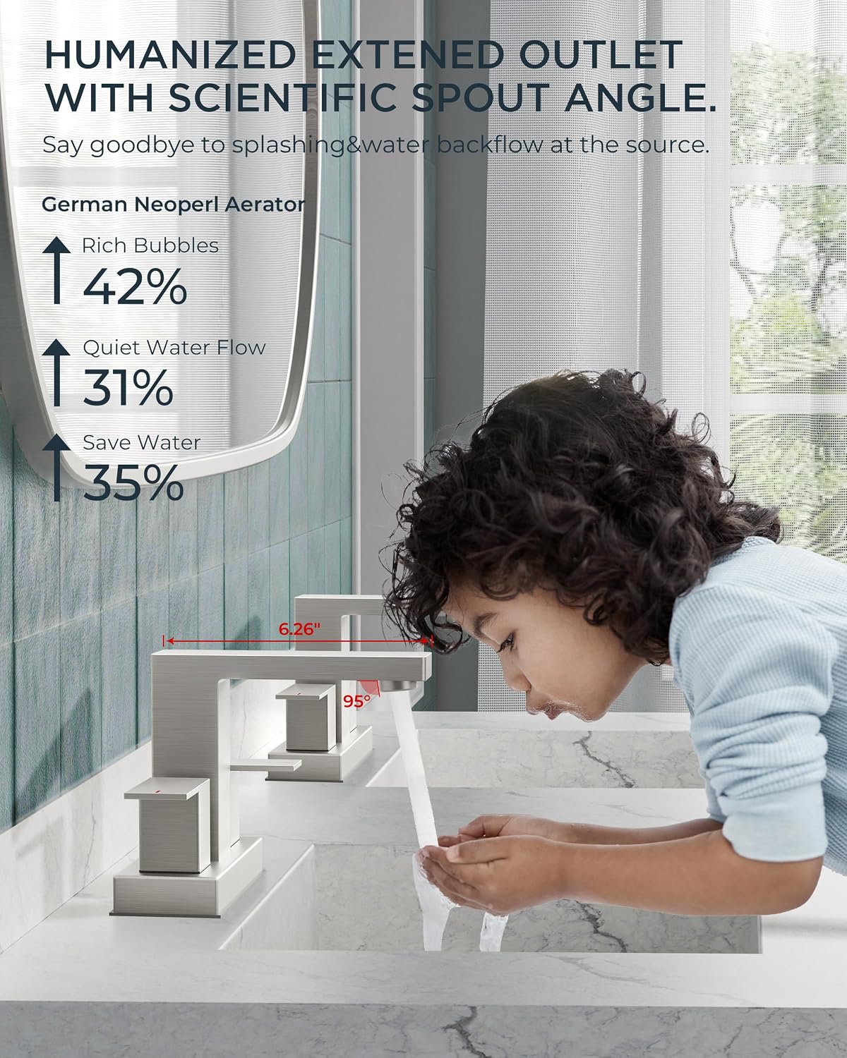 Detalle de FORIOUS Bathroom Faucet 8-inch Centreset