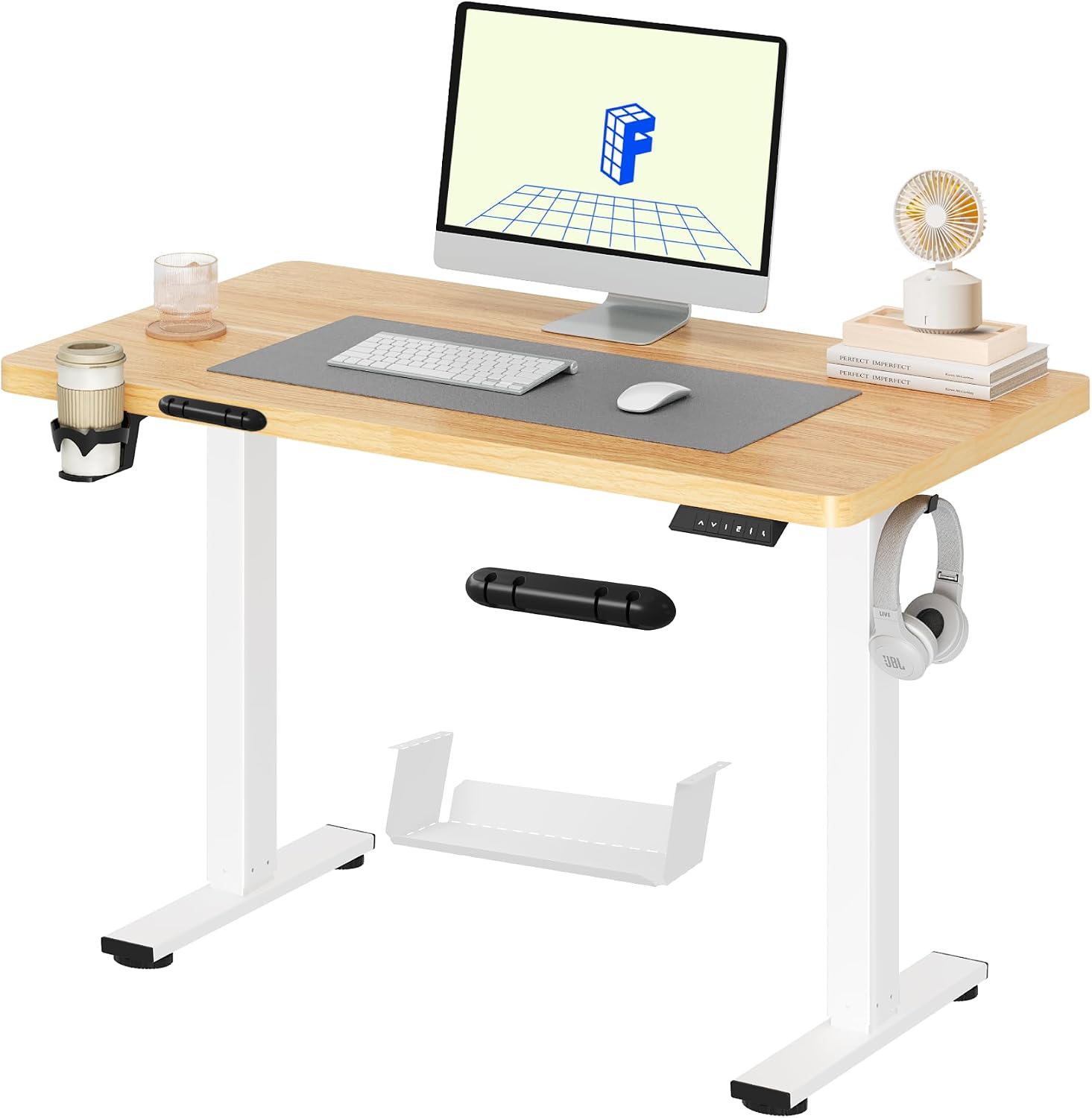 Detalle de FLEXISPOT Lite Electric Standing Desk, Maple Wood Top with Memory Height Settings
