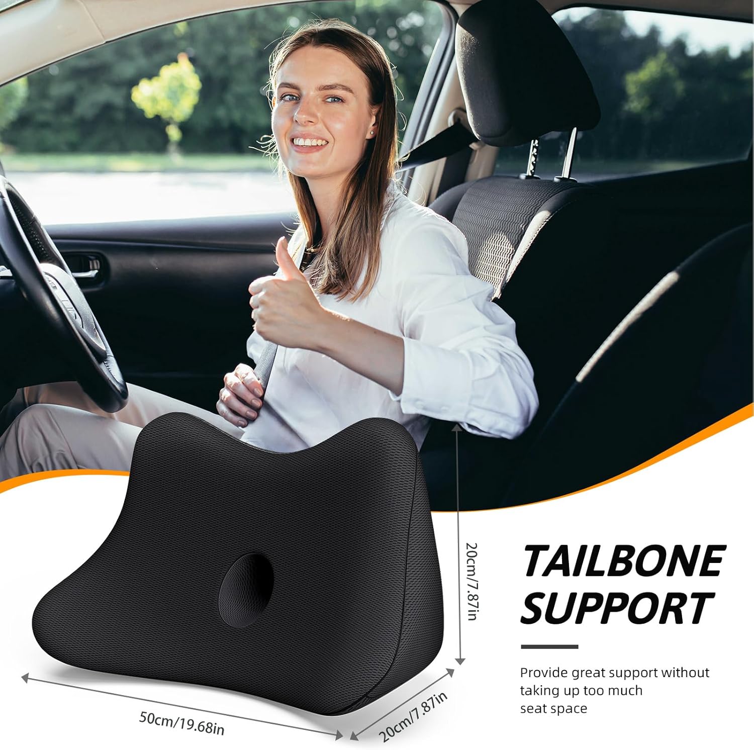 Thumbnail 5 de Benazcap Memory Foam Lumbar Cushion for Car Seats – back support pillow with dual buckle fixing