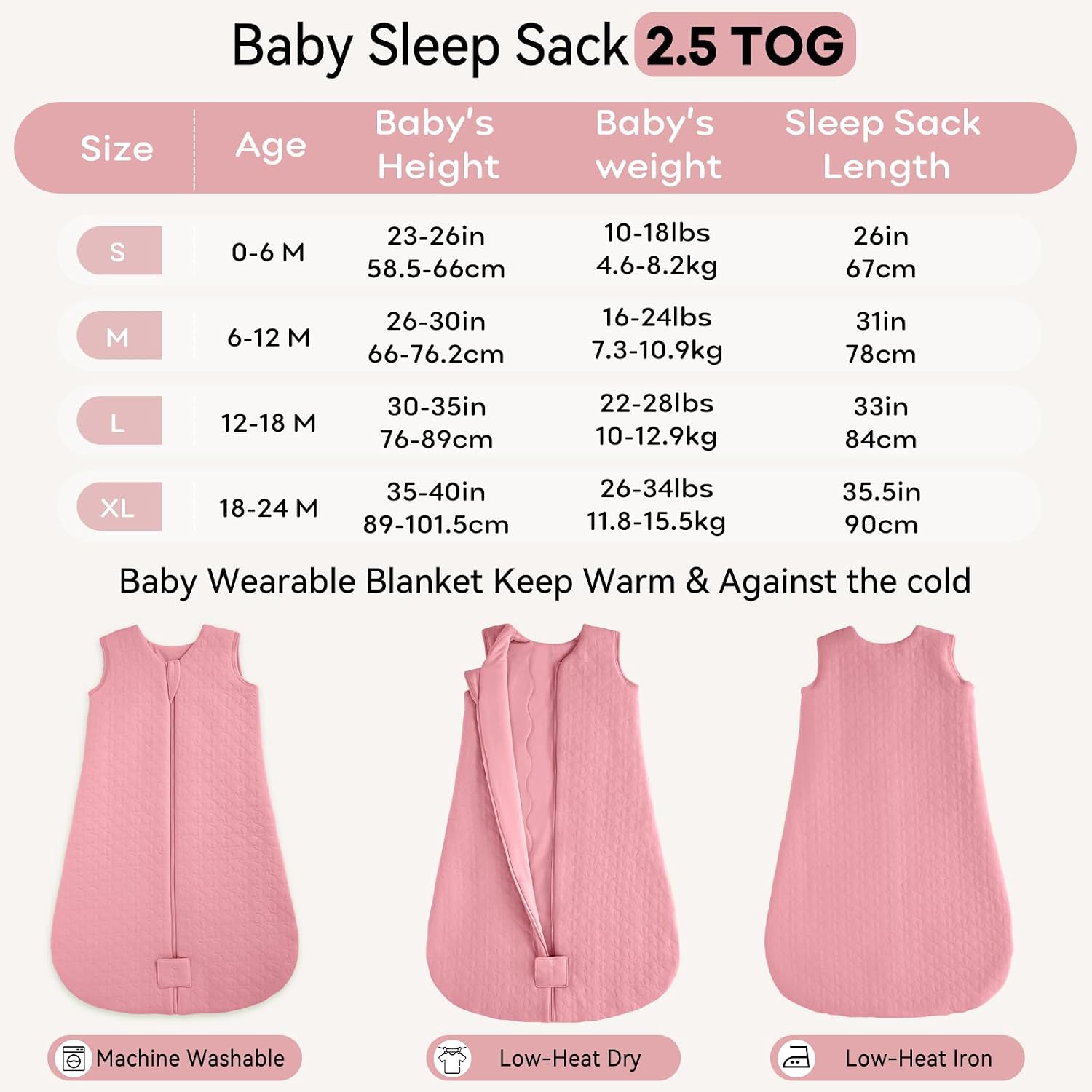 Detalle de Unnivoll Schlafsack Baby Winter 2,5 Tog – 90 cm, 0–24 Monate