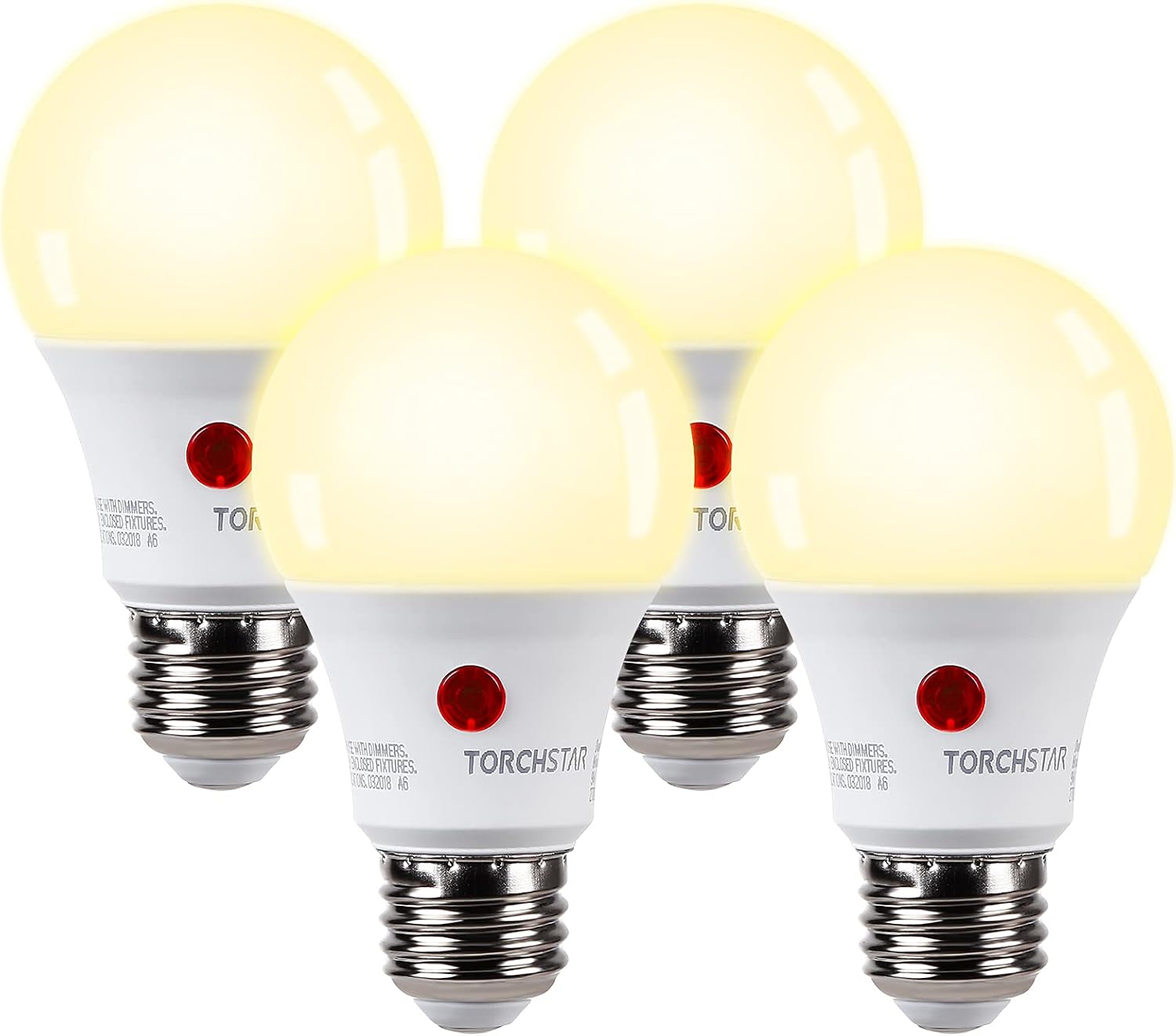 Detalle de TORCHSTAR A-47563 Dusk-to-Dawn LED Bulbs, 4-Pack, 2700K, 800 Lumens