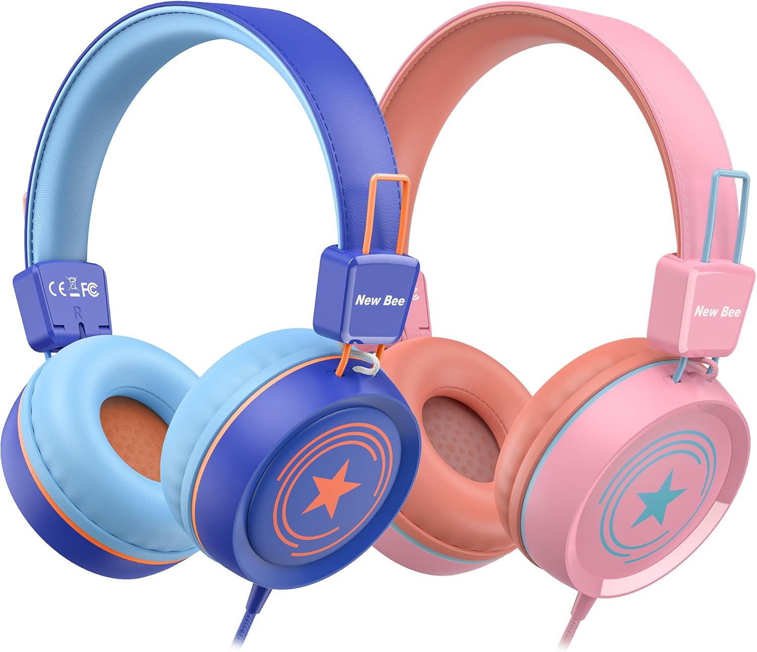 Thumbnail 6 de New Bee KH20 Kids Wired Headphones with Microphone (Pink) – Safe Volume, Foldable & Lightweight