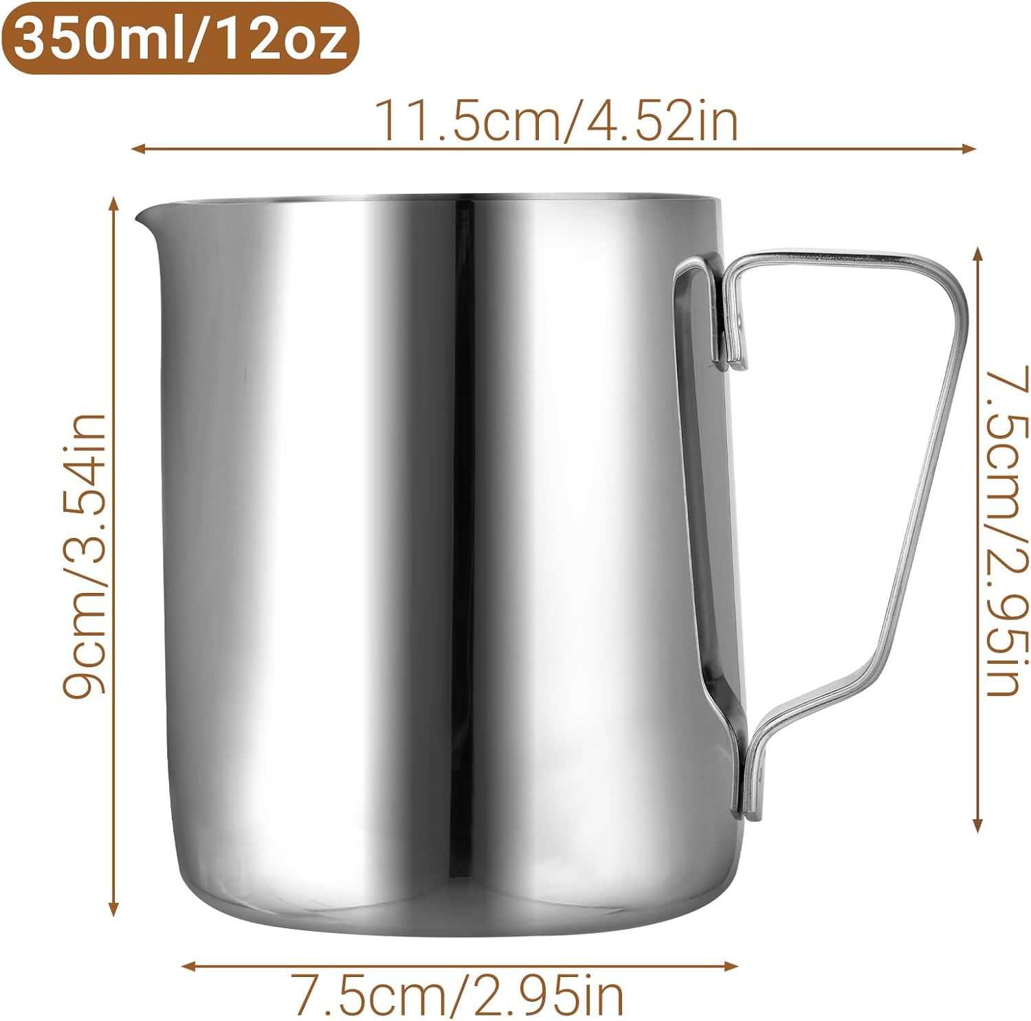 Detalle 2 de ISHEWUDU KFLHB-DS-350 melkkan van roestvrij staal, 350 ml met latte-artpen
