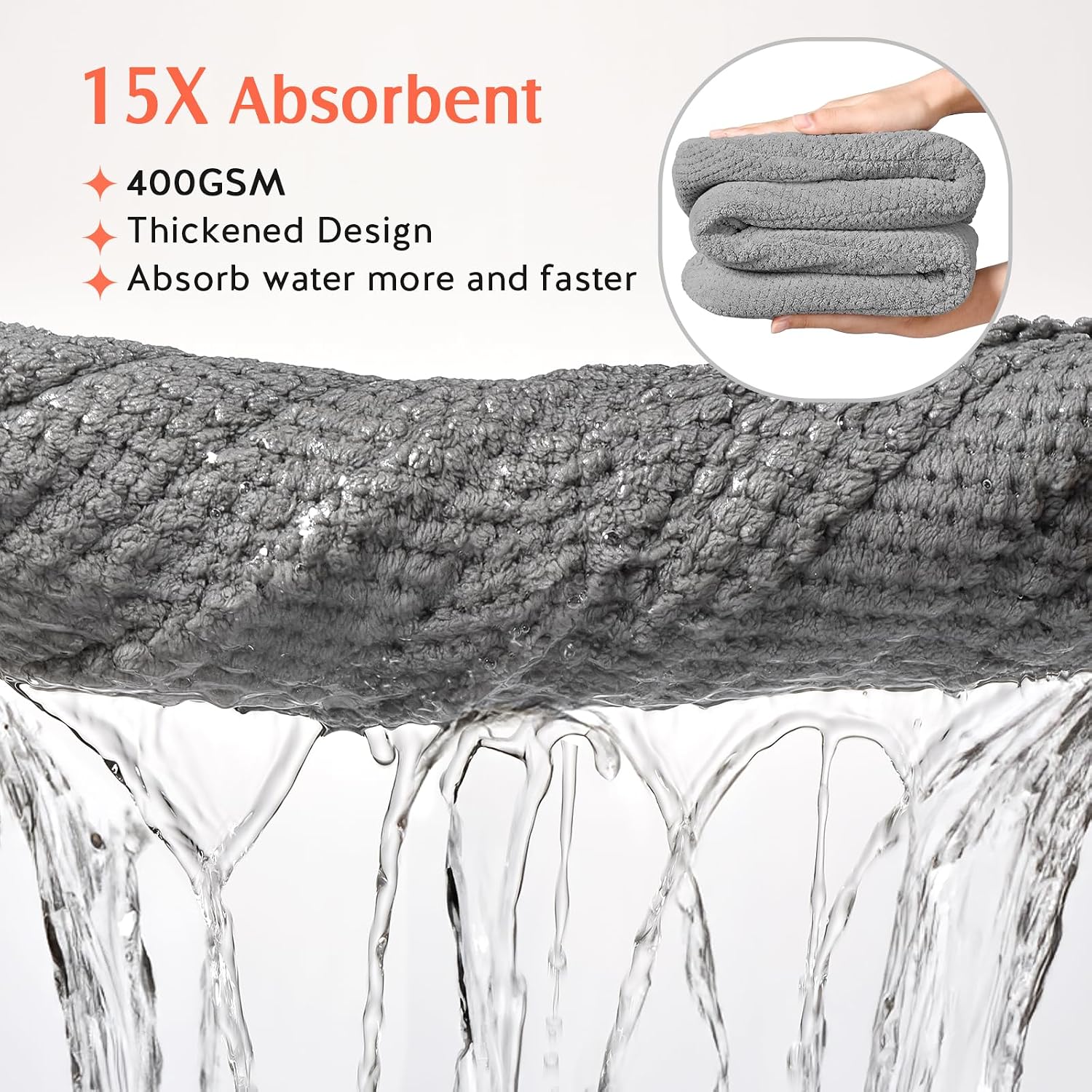 Detalle 2 de YFONG Microfiber Hair Towel Wrap, 2-Pack, 26 x 10 Inches, Elastic Loop