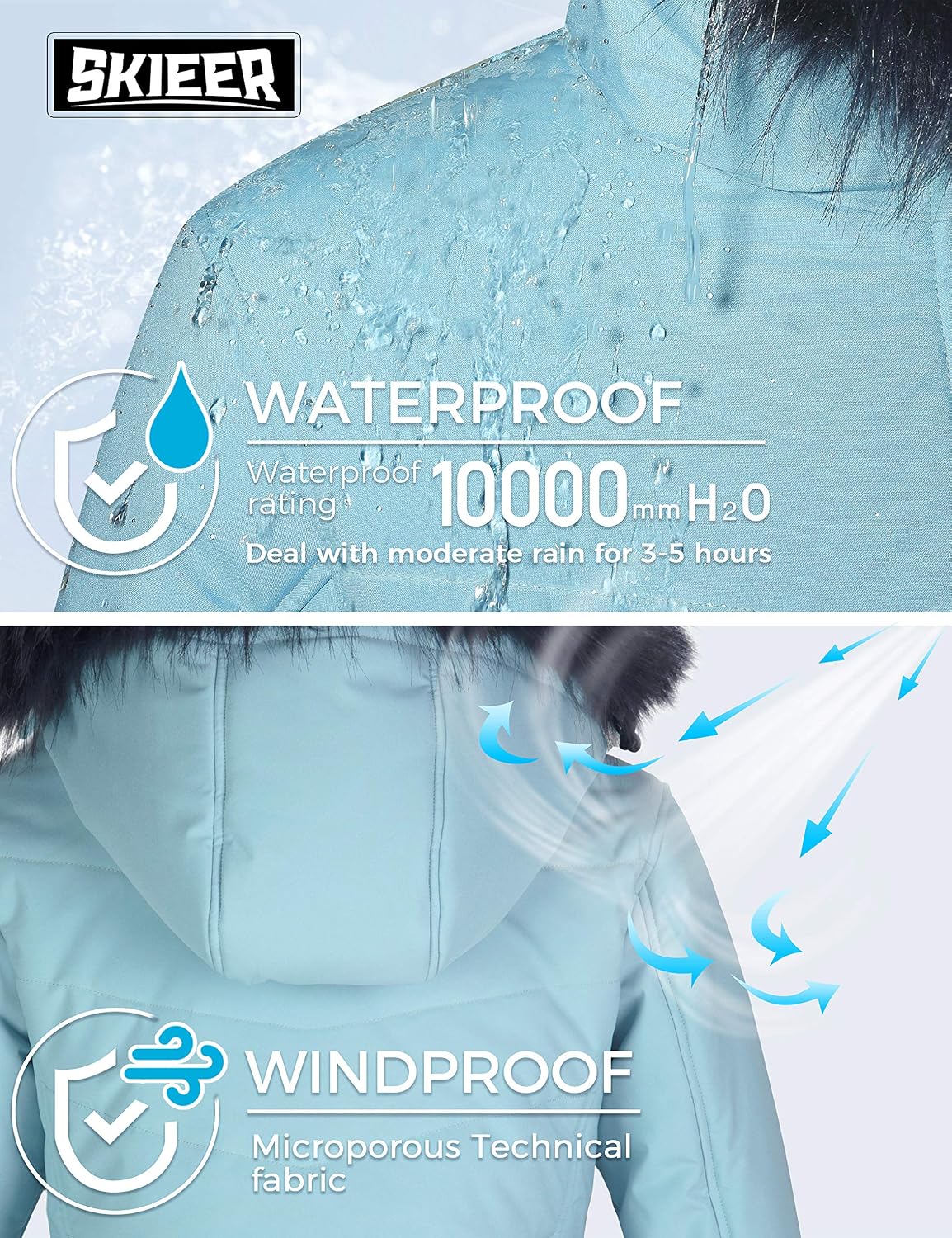 Thumbnail 5 de Skieer Women's Waterproof Ski Jacket Warm Puffer Coat