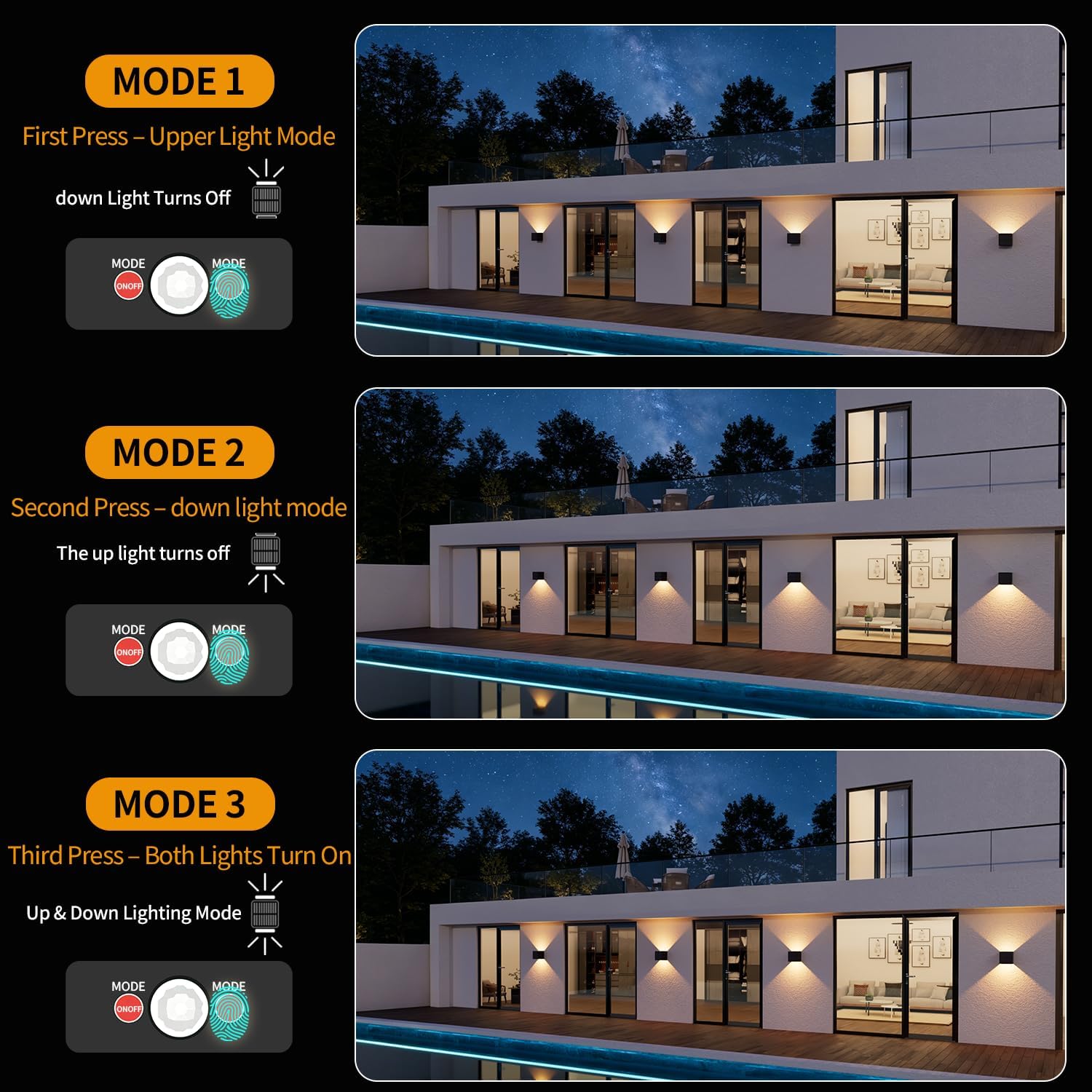 Detalle de 2 Pezzi Lampada Solare da Esterno con Sensore - Applique IP65, 3000K, 3 Modi, fascio regolabile 0–120°, 12h di autonomia