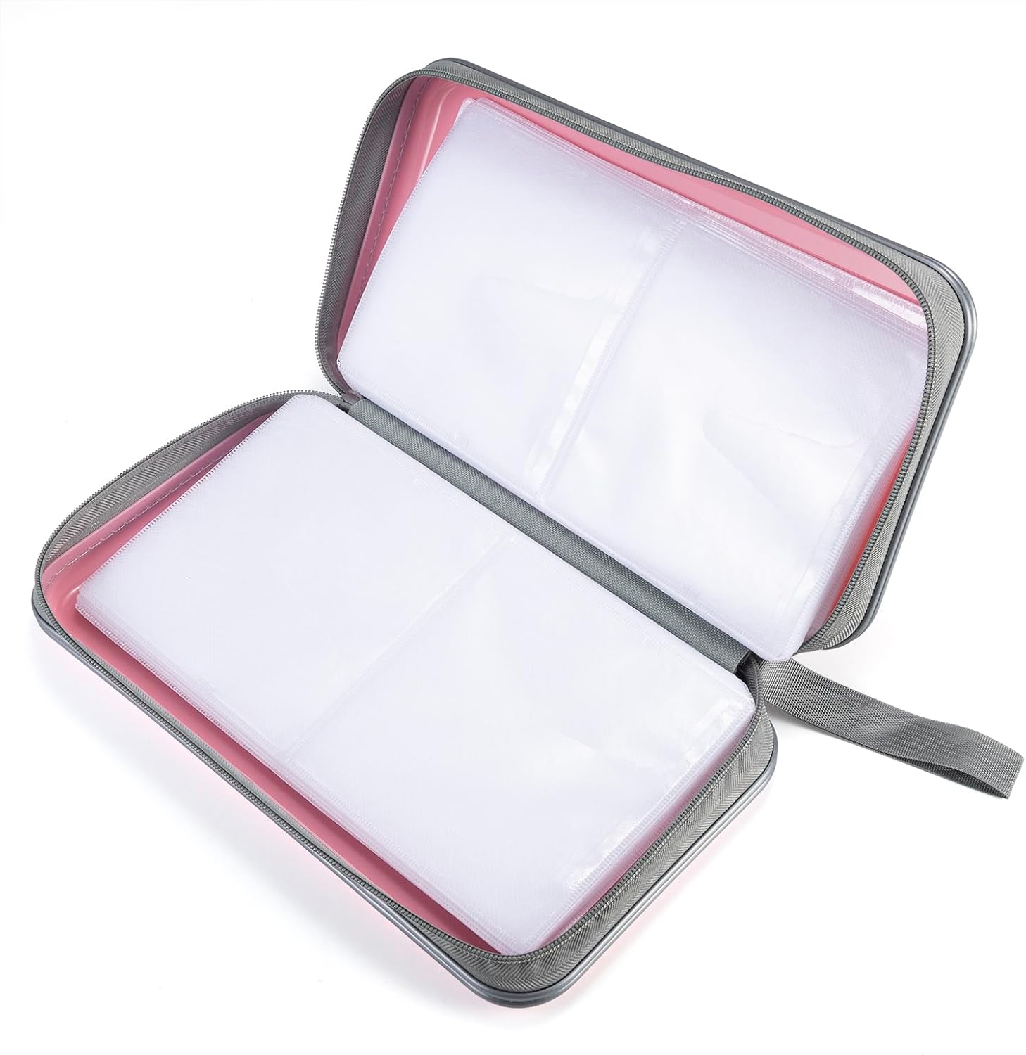 Detalle de LIOVODE 96-Kapazität DVD-/CD-Hülle aus Hartplastik, Rosa – Schutzbox mit Reißverschluss