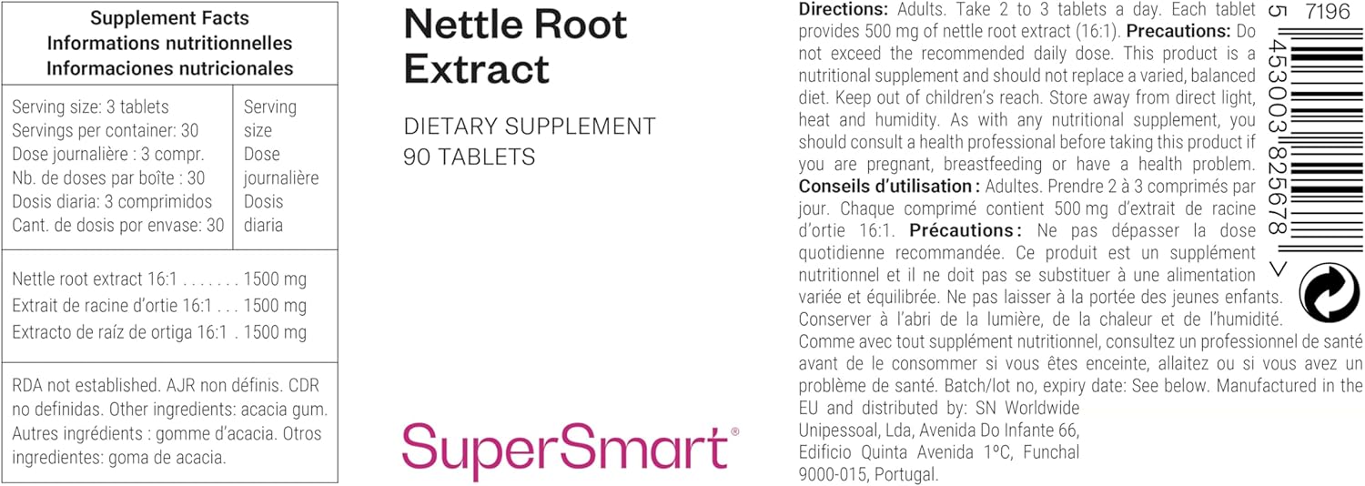 Thumbnail 1 de Nettle Root Extract Supersmart 500 mg – extrait naturel de racine d’ortie pour la prostate