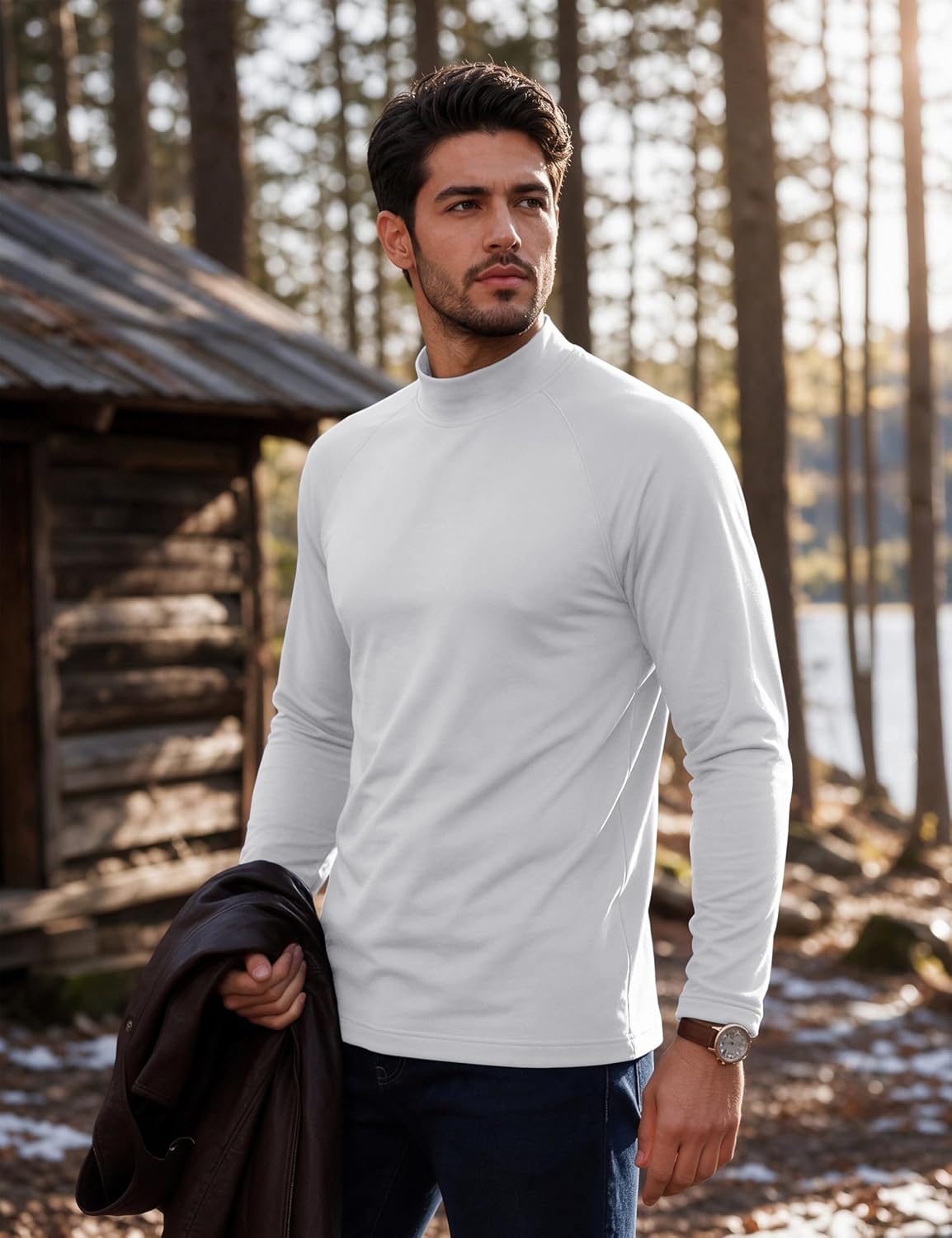 Detalle de MAGCOMSEN Men's Thermal Shirt with Micro-Fleece Lining and Raglan Sleeves