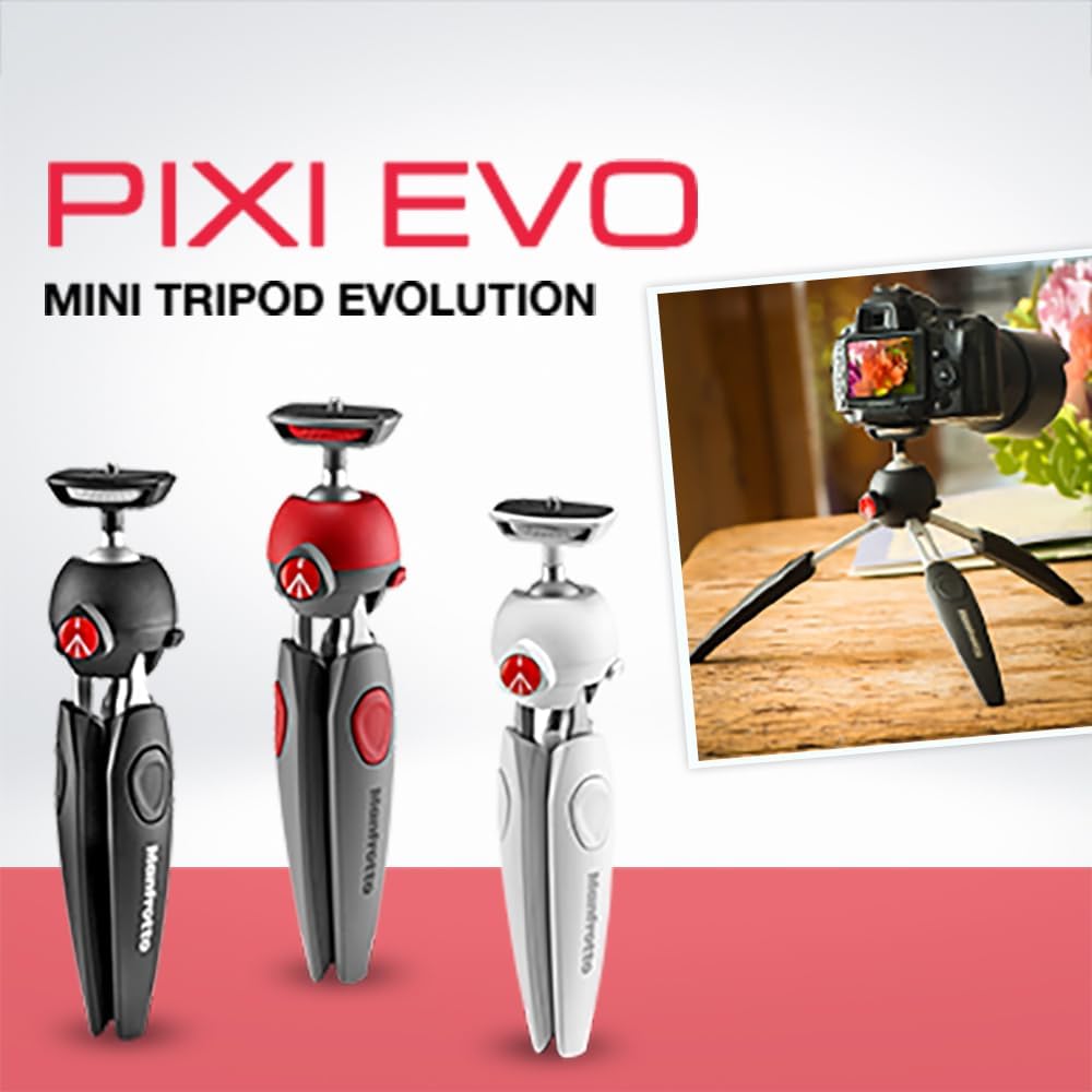 Thumbnail 5 de Manfrotto PIXI EVO MTPIXIEVO-BK ミニ三脚 スマホクランプ付き・5段階調節・最大高20cm