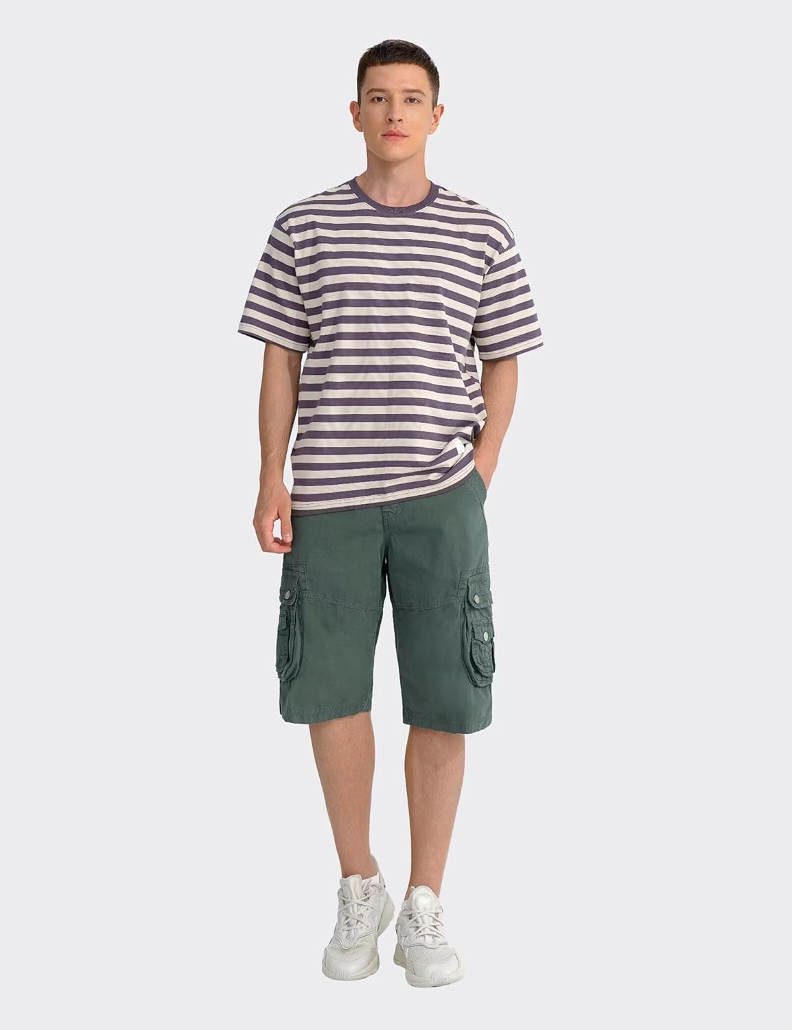 Detalle de BEST SOUTH Men's Capri Long Twill Cargo Shorts: Practical, Comfortable, And Ready For Outdoor Days