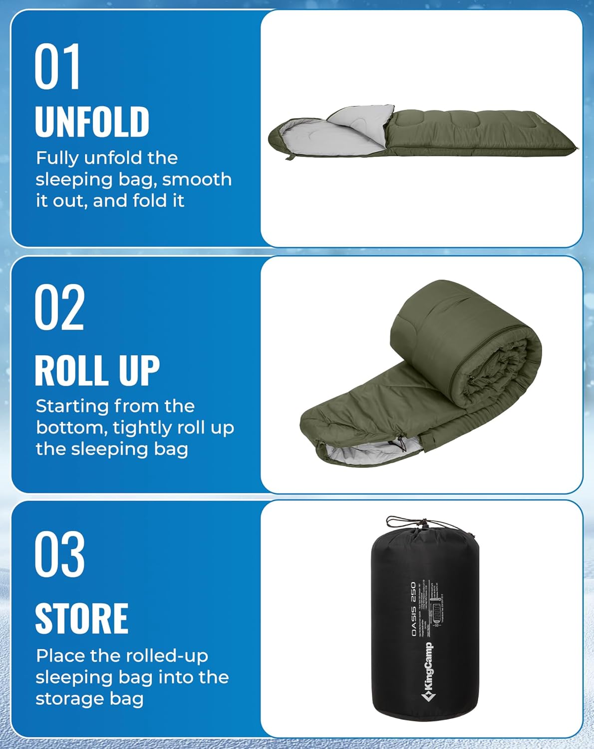 Thumbnail 6 de KingCamp Oasis 3–4 Season Waterproof Sleeping Bag (Left–Right Connectable) for Children & Adults