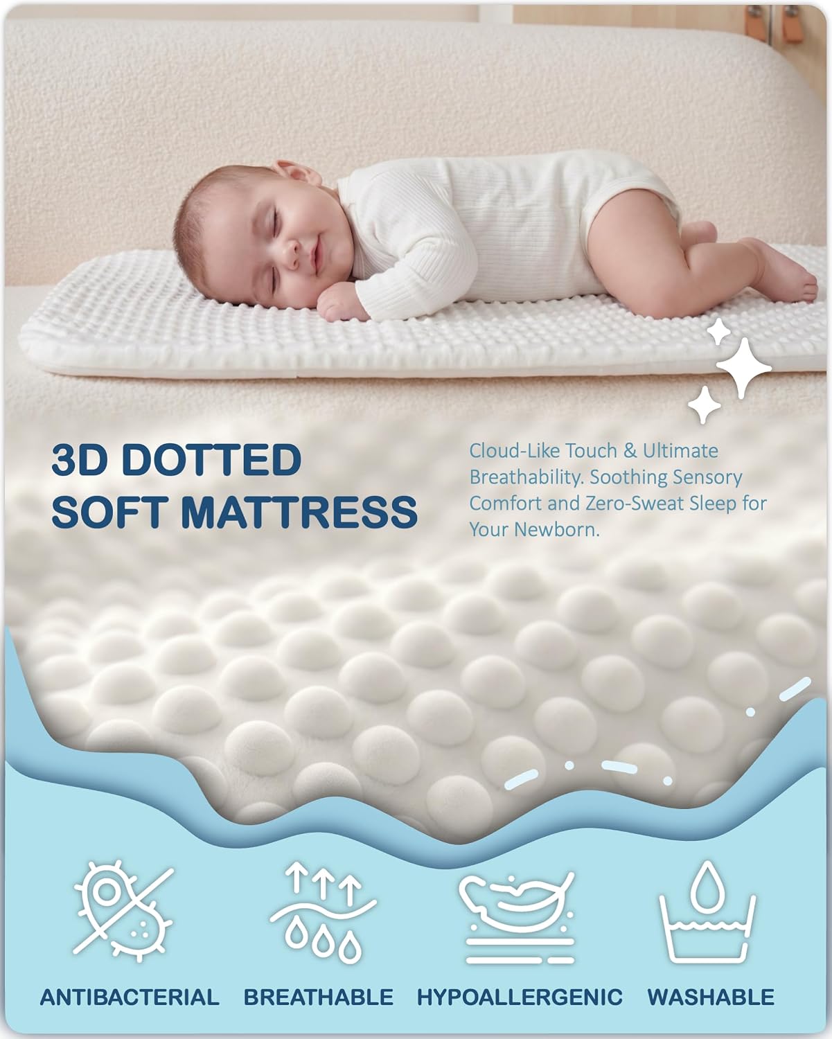 Detalle 1 de BEKA 2-in-1 Bassinet Bedside Sleeper with Adjustable Height and Mesh Sides