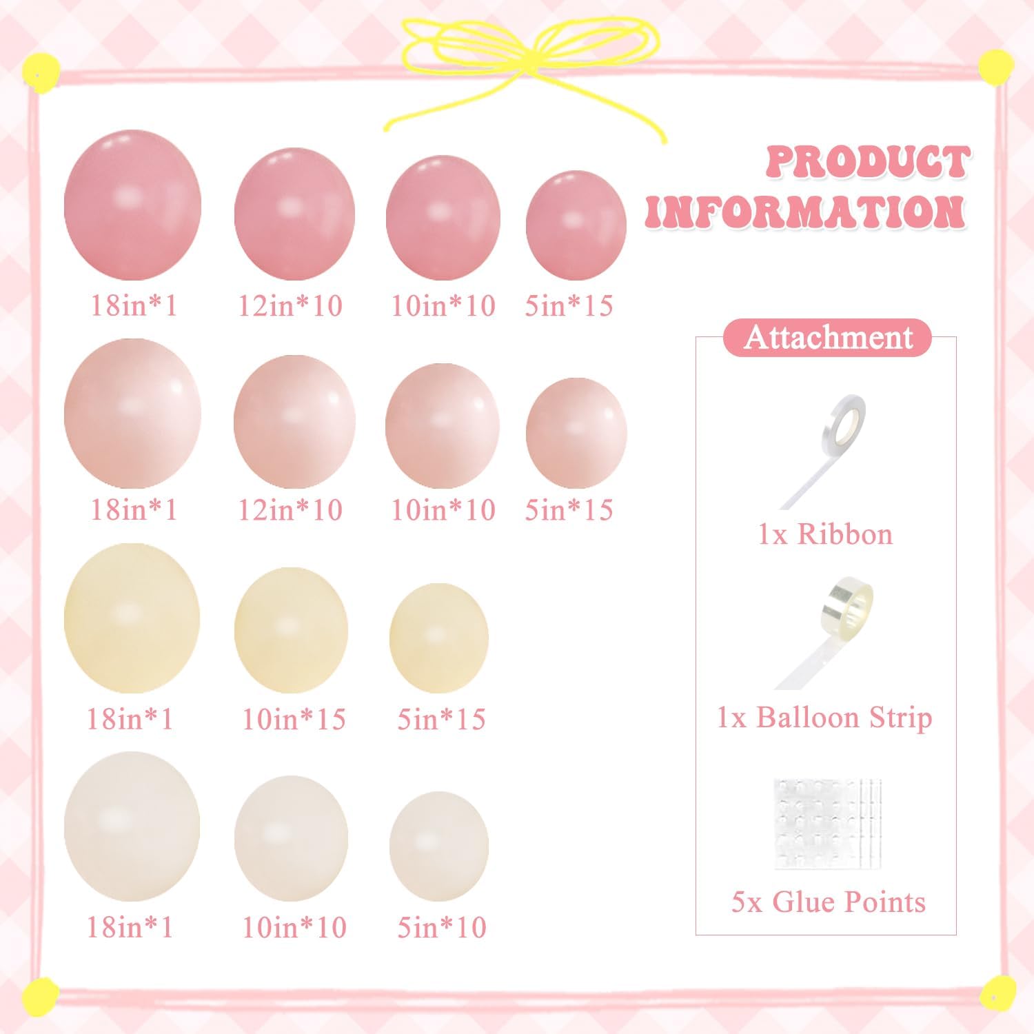 Detalle de Pink and Yellow Balloon Arch Kit: 124-Piece DIY Garland for Party Decor