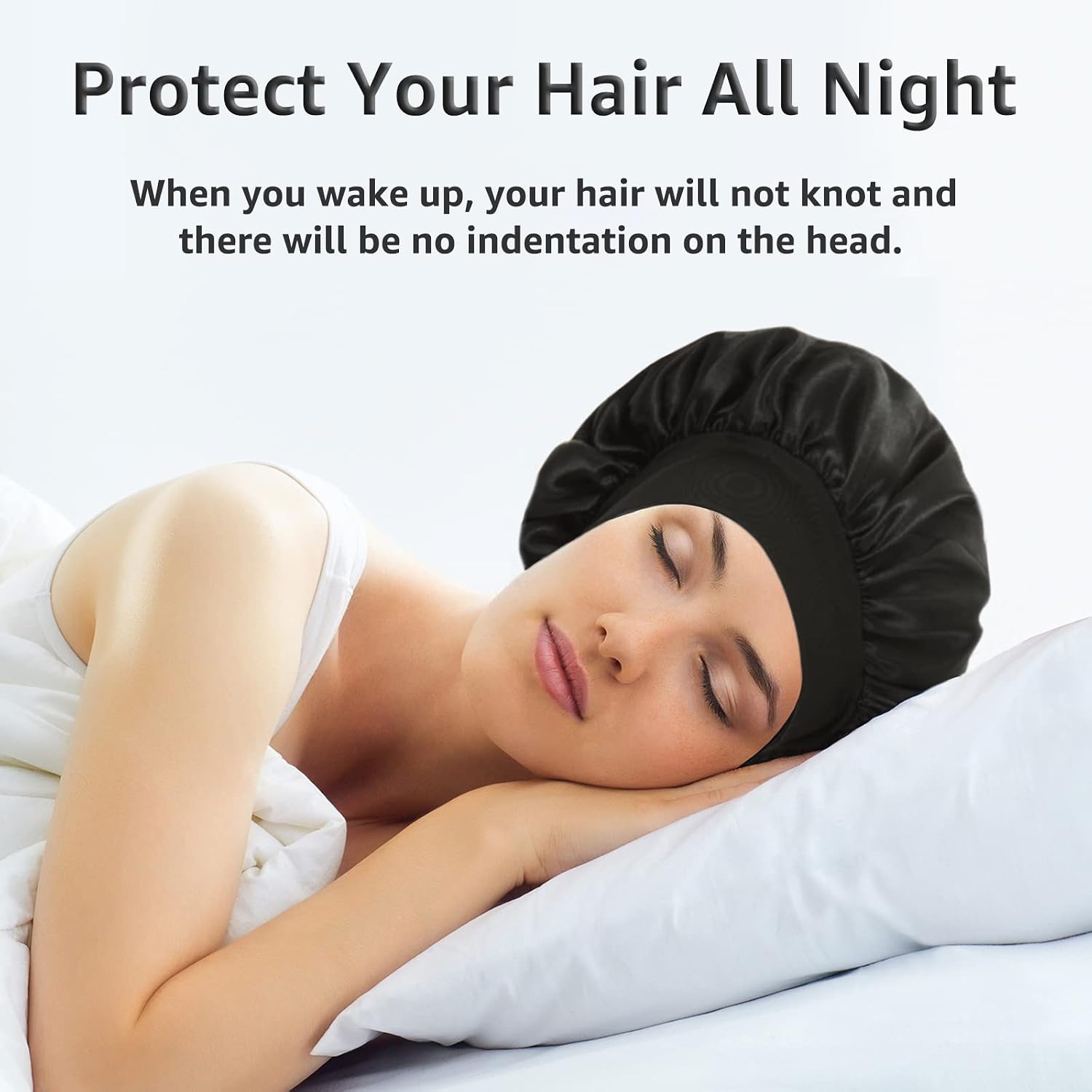 Thumbnail 2 de 3 Pack Satin Silk Hair Bonnet for Sleeping – Soft, Large Wide Band for Curly Hair & Braids