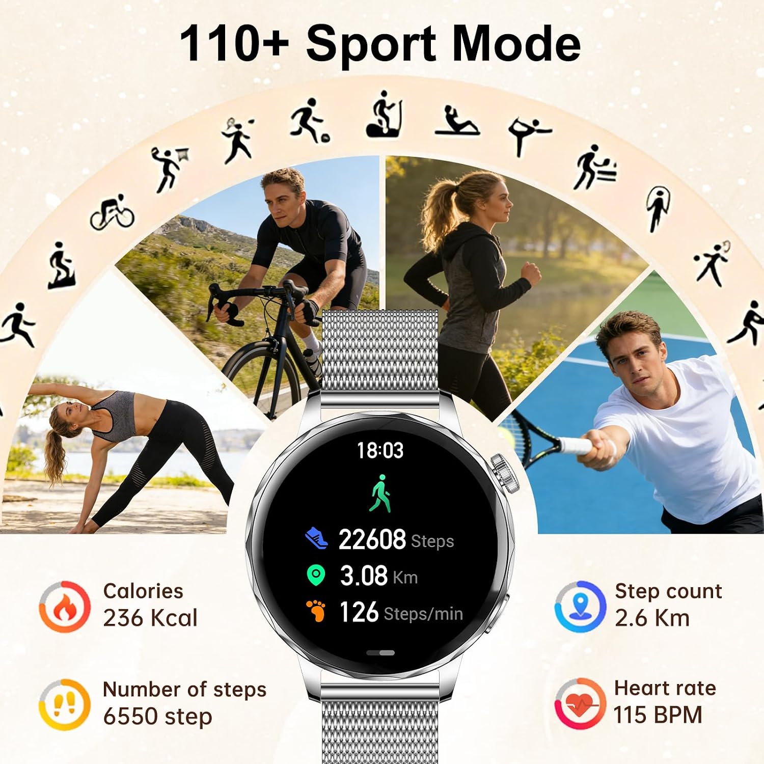 Thumbnail 4 de 1.27 inch smart watch for women with Bluetooth