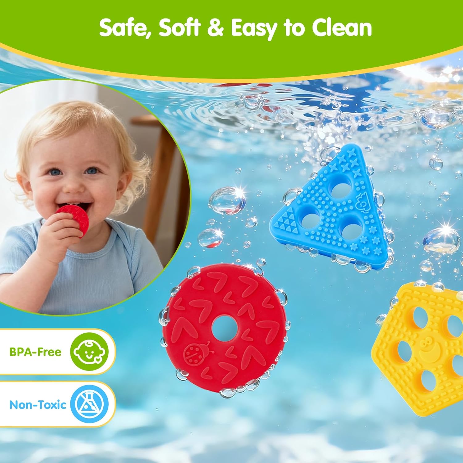 Detalle 2 de hahaland Silicone Sorting & Stacking Toys for Toddlers (1–3) — Montessori-Inspired Sensory Blocks