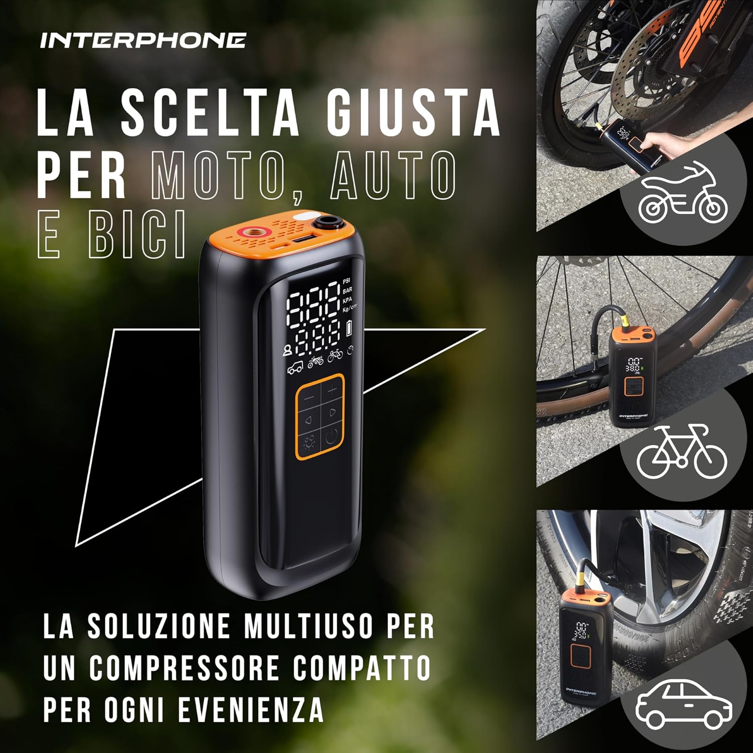 Detalle 2 de INTERPHONE Compressore Portatile ricaricabile 4 min/gomma ⛽