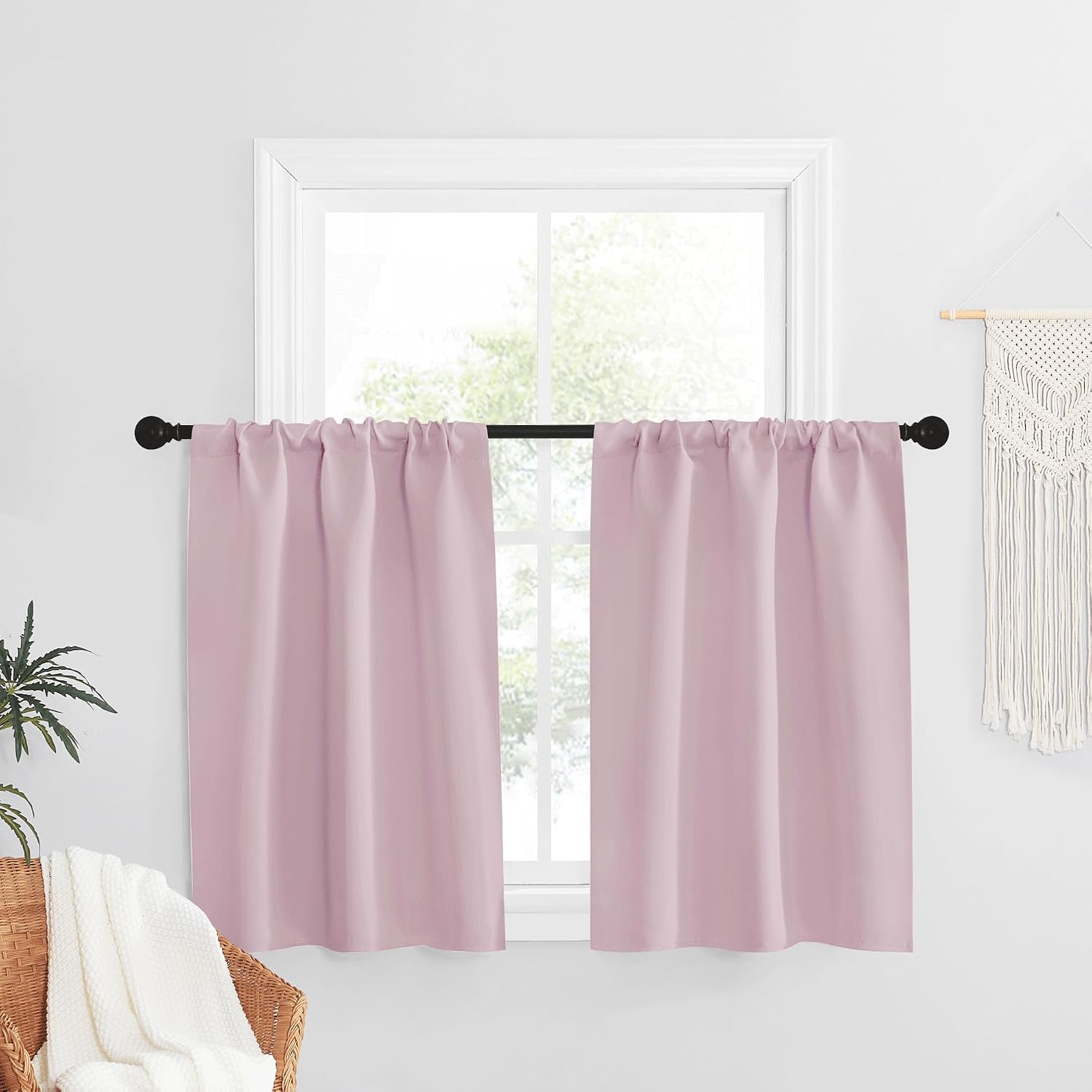 Detalle de NICETOWN 2 Blackout Curtain Panels, Baby Pink, 42 x 36 in, Rod Pocket
