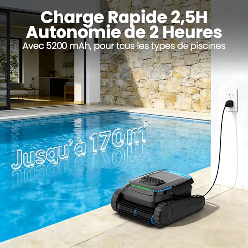 Thumbnail 6 de BOTLUXE (2026 Upgrade) PC10 — Robot de piscine sans fil pour jusqu’à 170 m²