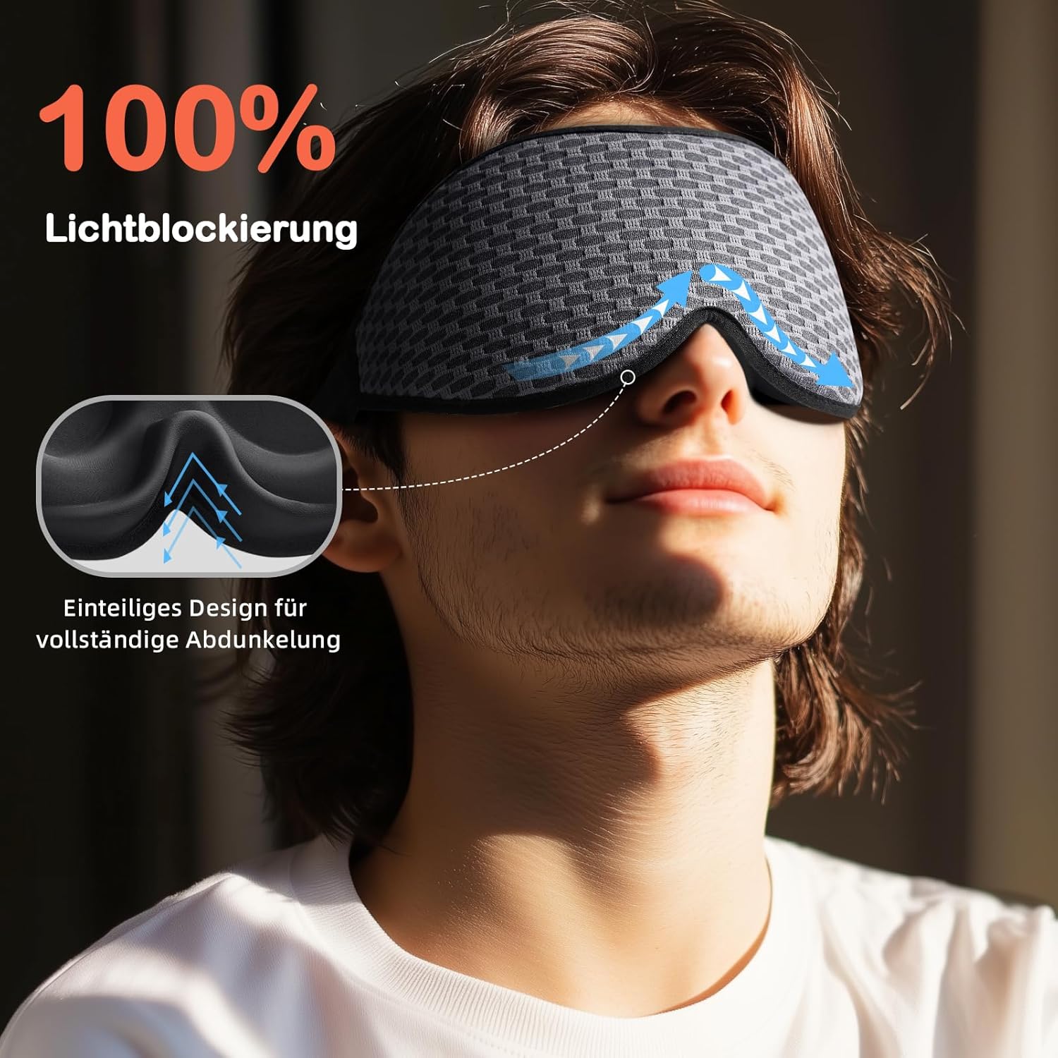 Detalle 2 de INNELO 3D Schlafmaske für Herren & Frauen 2025 – lichtblockierende 3D-Schlafbrille für Seitenschläfer, Grau