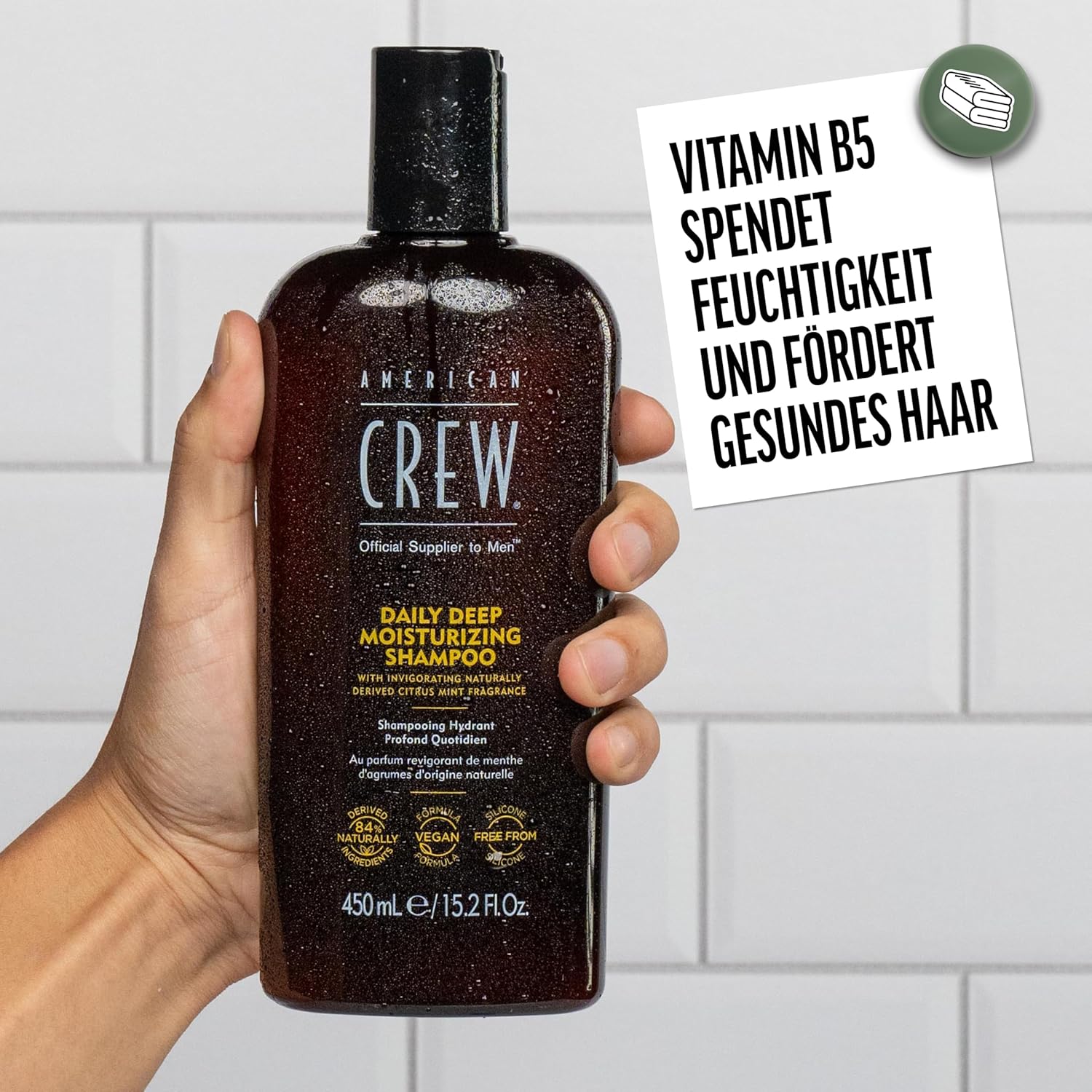 Thumbnail 3 de AMERICAN CREW Daily Deep Moisture Shampoo (250 ml) – Pflegeshampoo ohne Silikone mit Citrus & Minze
