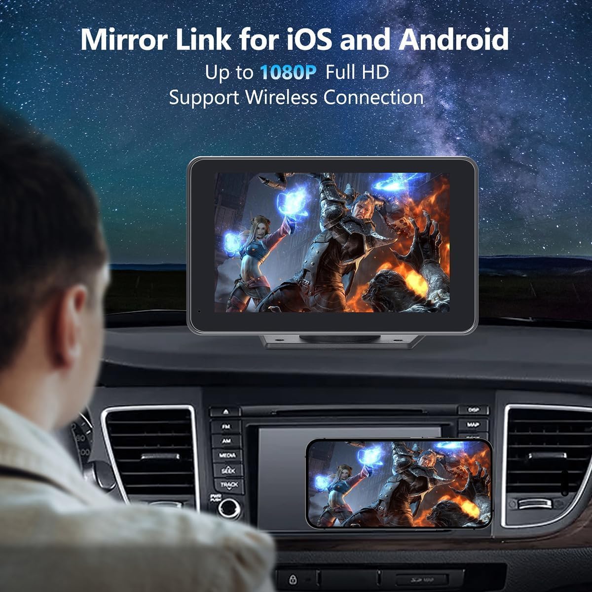 Thumbnail 4 de Gegaibe 7-Inch Wireless CarPlay/Android Auto Screen with Backup Camera, Bluetooth, GPS Navigation