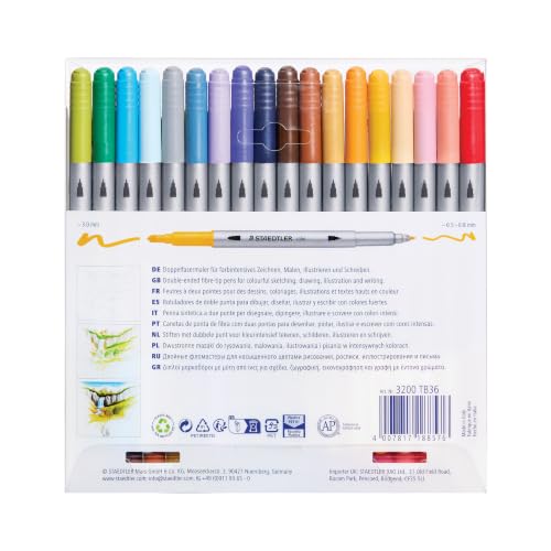 Detalle 2 de STAEDTLER 3200 Pennarelli doppia punta – 36 colori (0,5–0,8 mm & 3,0 mm)