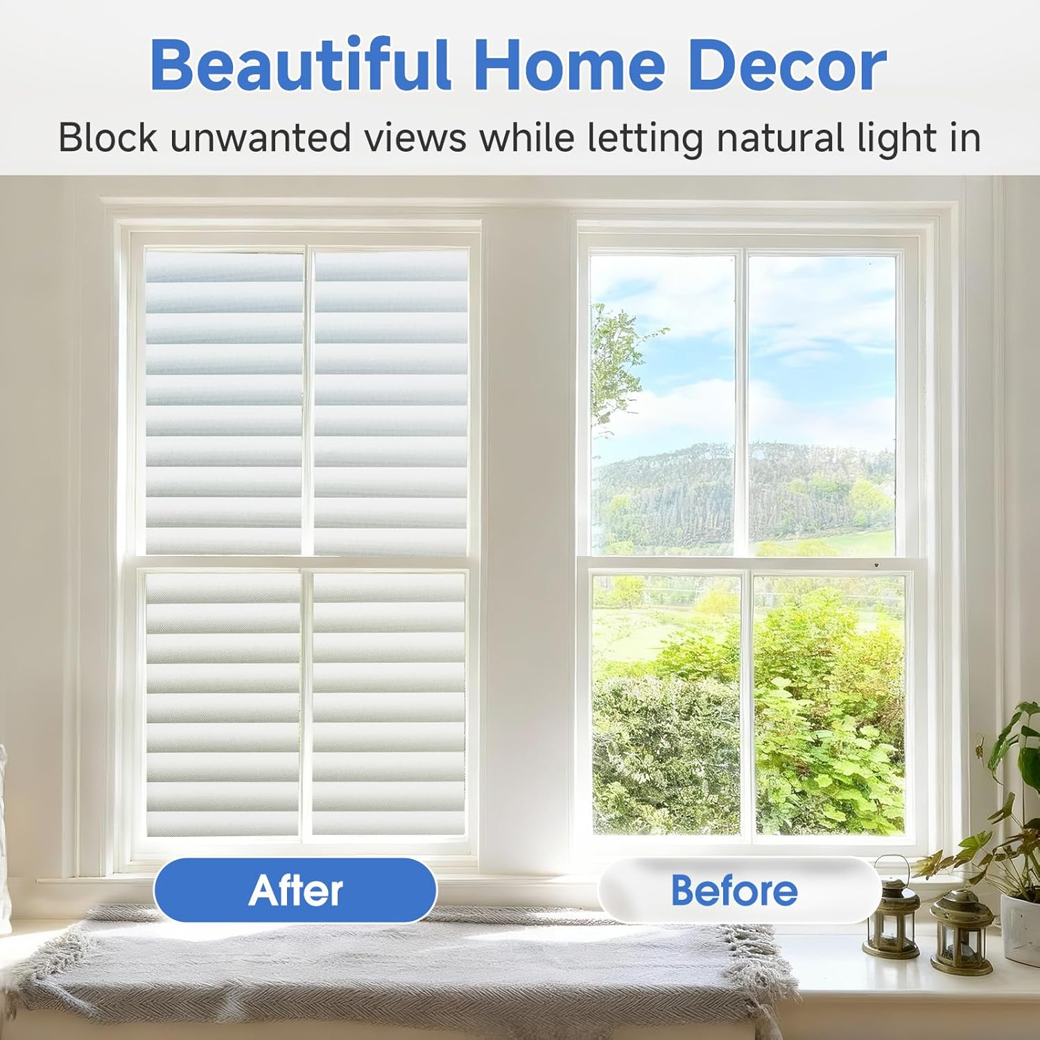 Thumbnail 3 de Lifetree Window Film Privacy for Glass Windows — Frosted Stripe, 90 × 200 cm