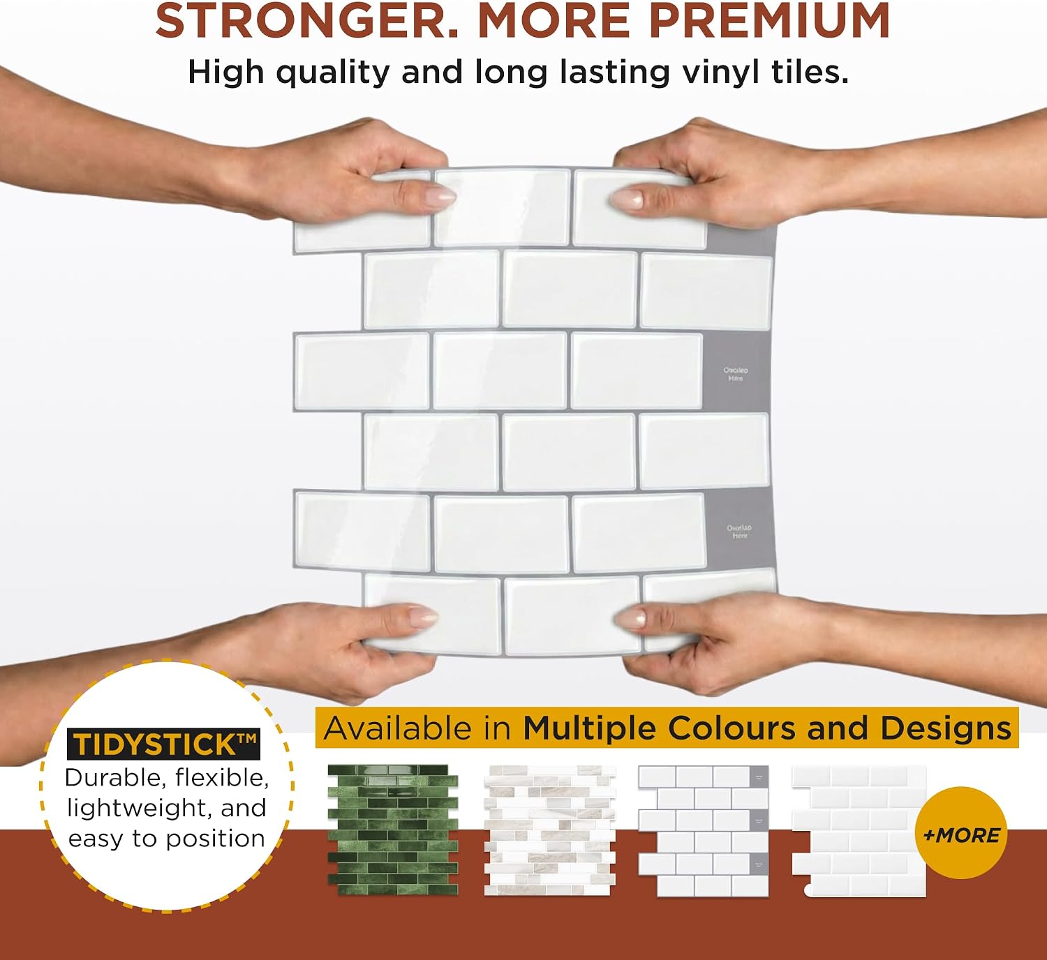Detalle 2 de TradeDownCo Peel & Stick Wall Tiles (10 Sheets) – Premium Self-Adhesive 12x12 White Tile Stickers
