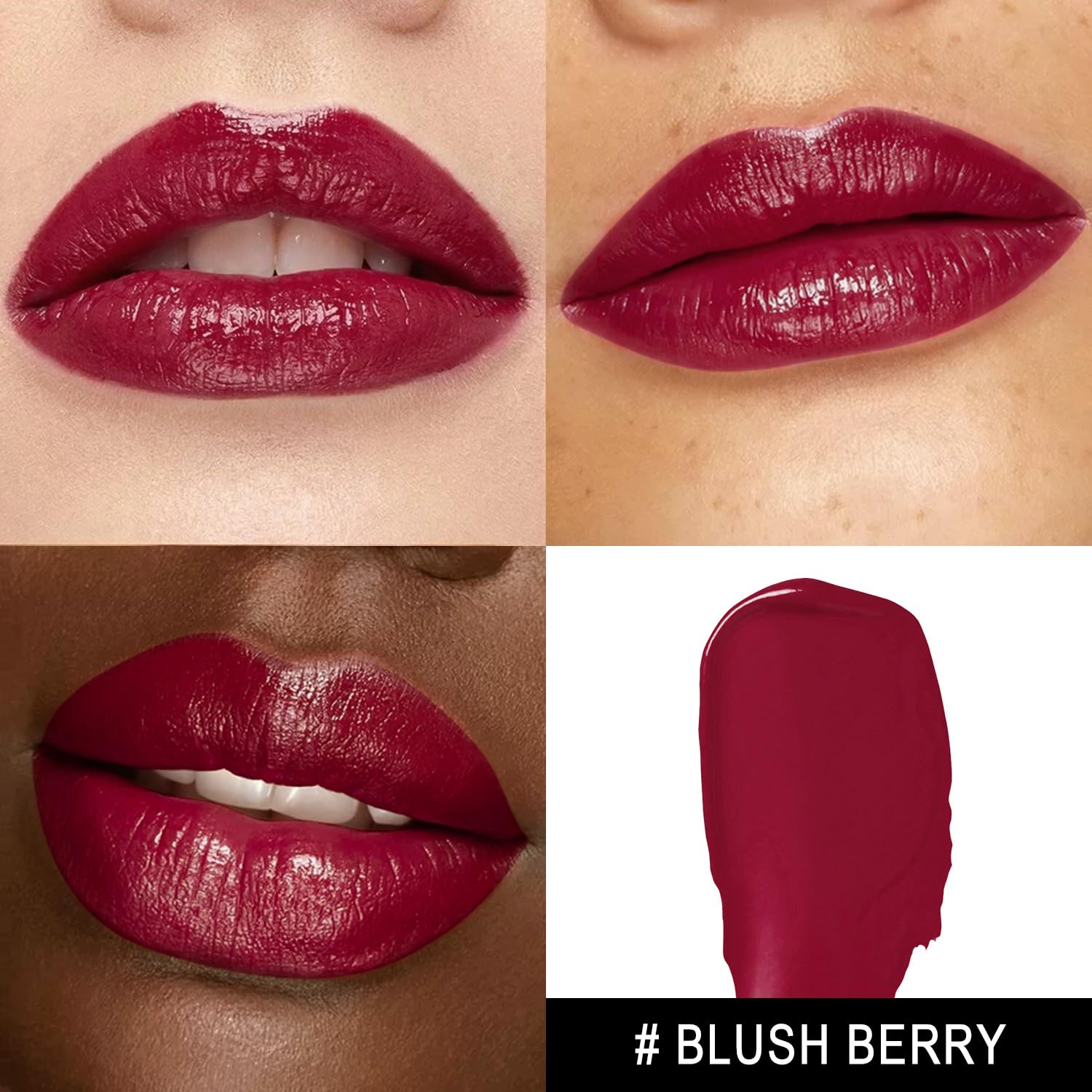 Detalle de MAKI YIKA Moisture Dark Berry Lipstick (MA049) Hydrating Glossy Lip Color for Dry Lips